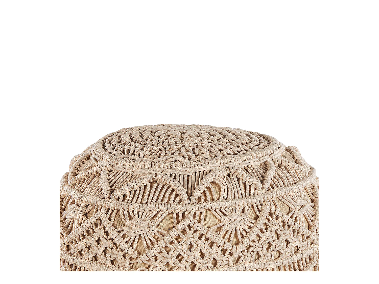 Pouf Macramé KAYSERI Coton Beige