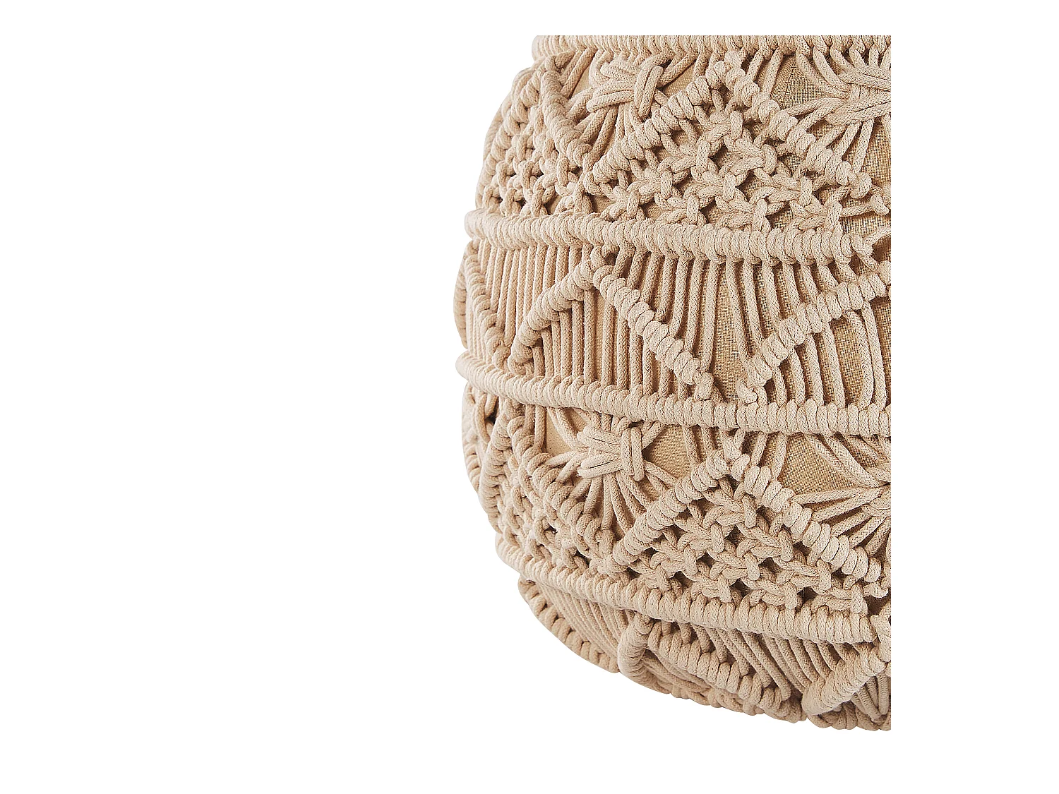 Pouf Macramé KAYSERI Coton Beige