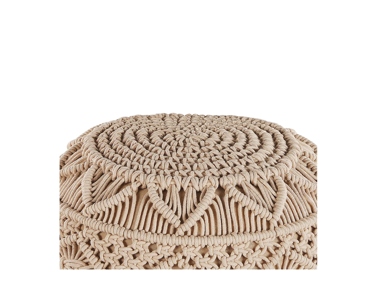Pouf Macramé KAYSERI Coton Beige