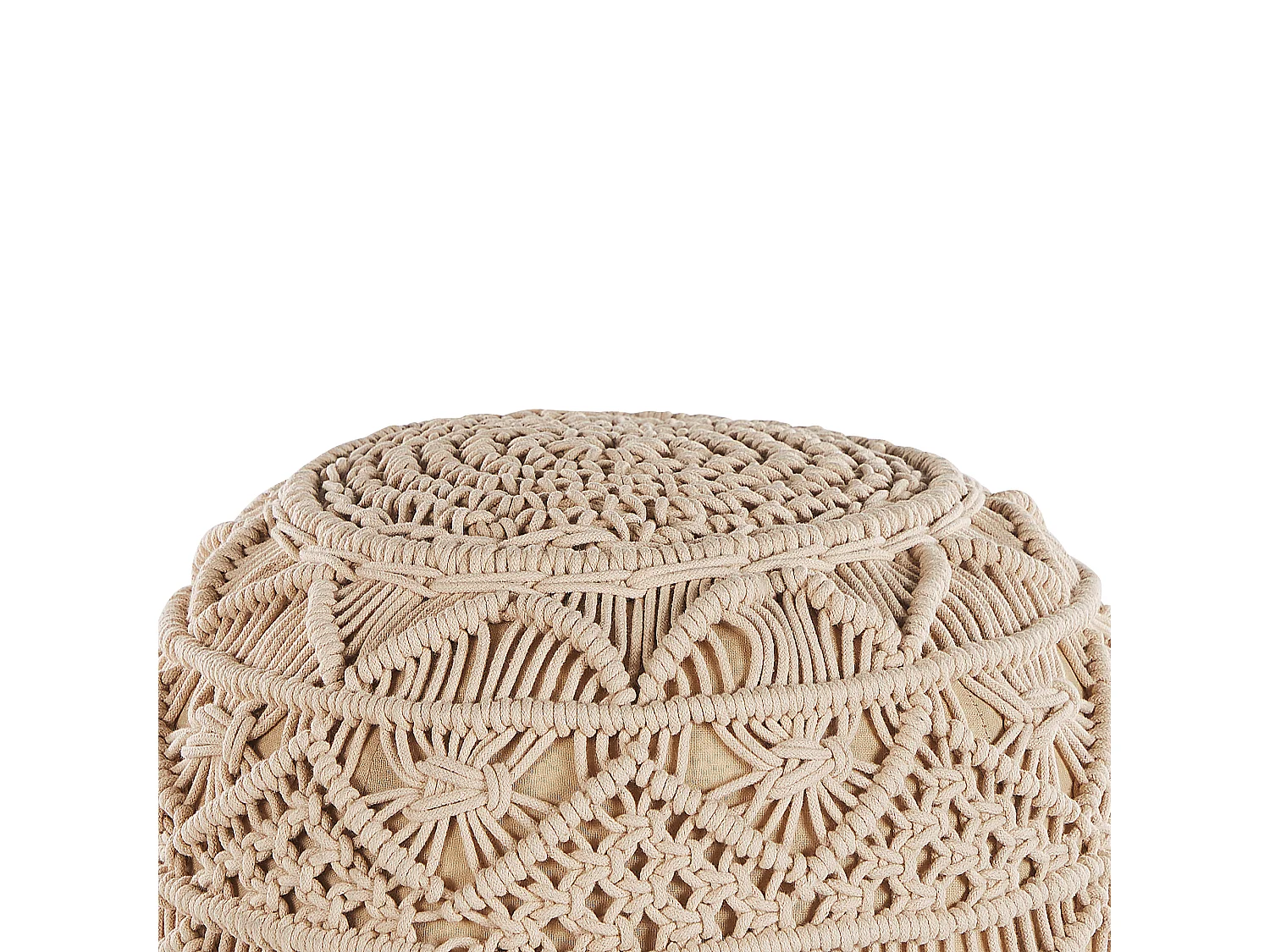 Pouf Macramé KAYSERI Coton Beige