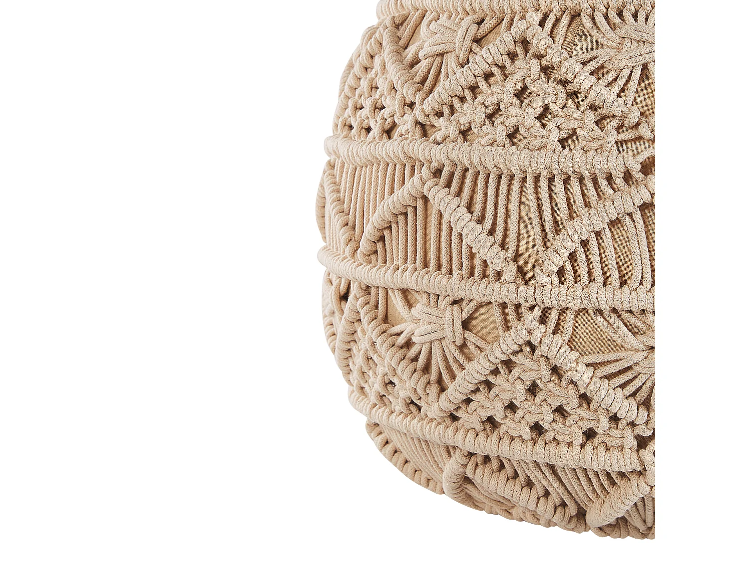 Pouf Macramé KAYSERI Coton Beige