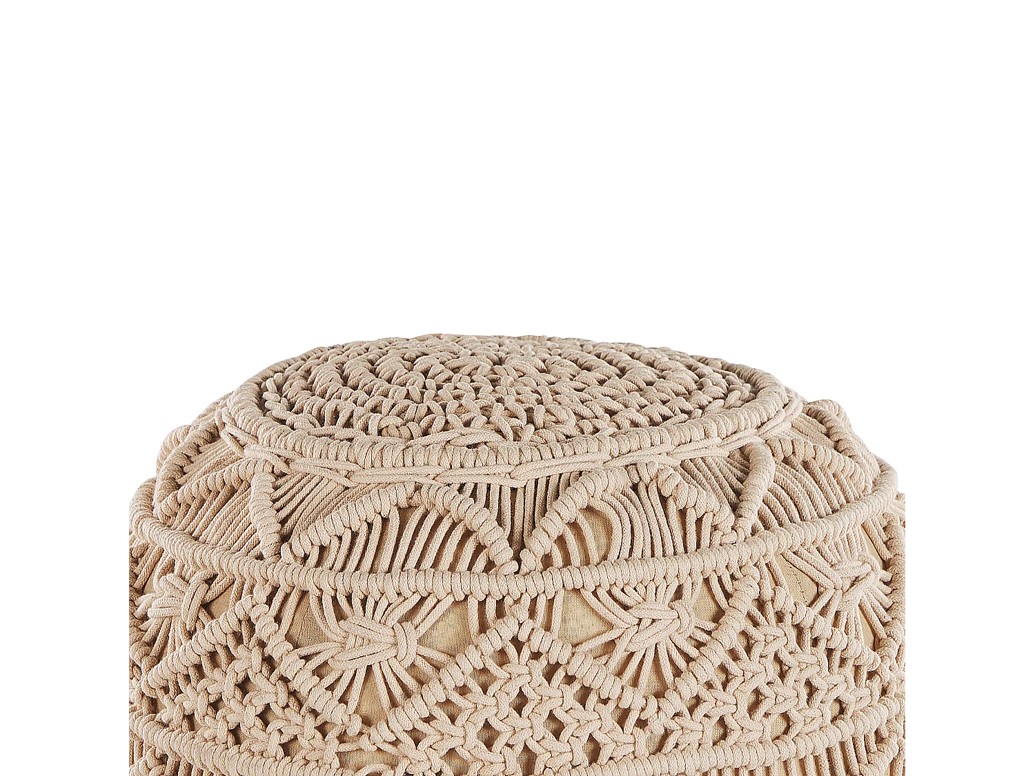 Pouf Macramé KAYSERI Coton Beige