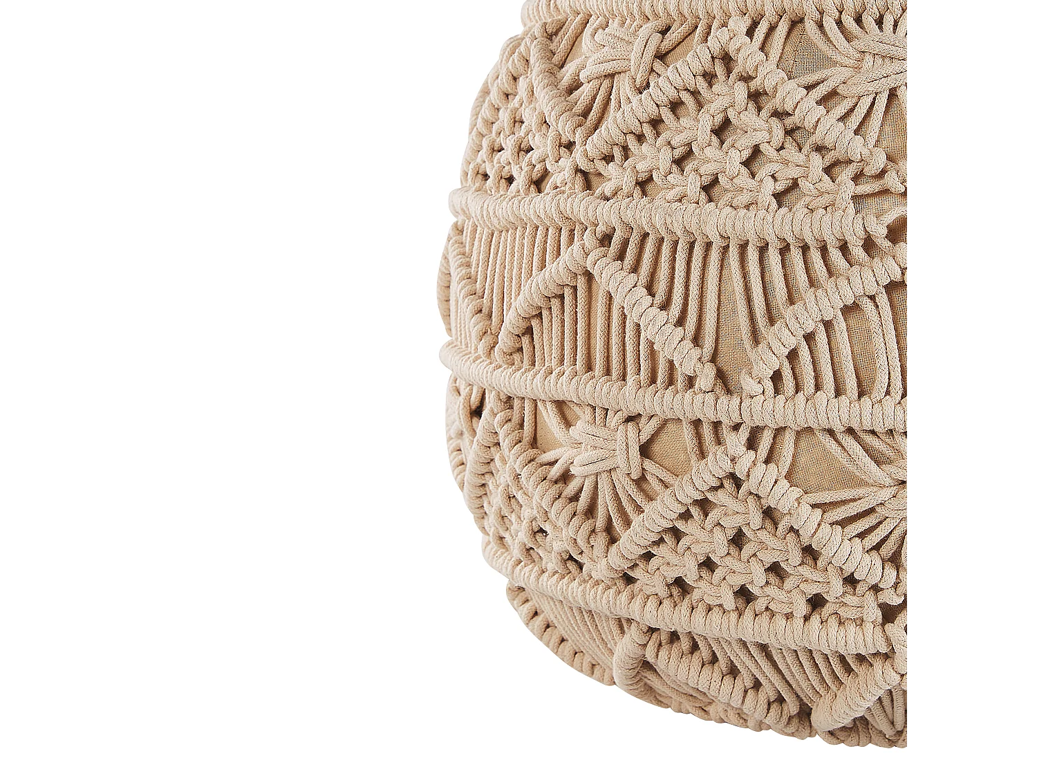 Pouf Macramé KAYSERI Coton Beige