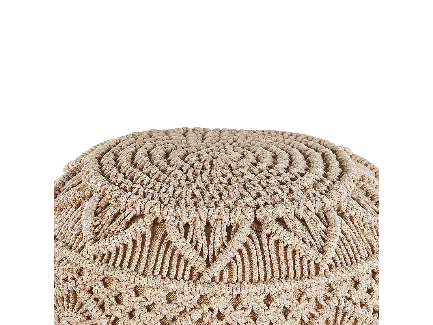 Pouf Macramé KAYSERI Coton Beige
