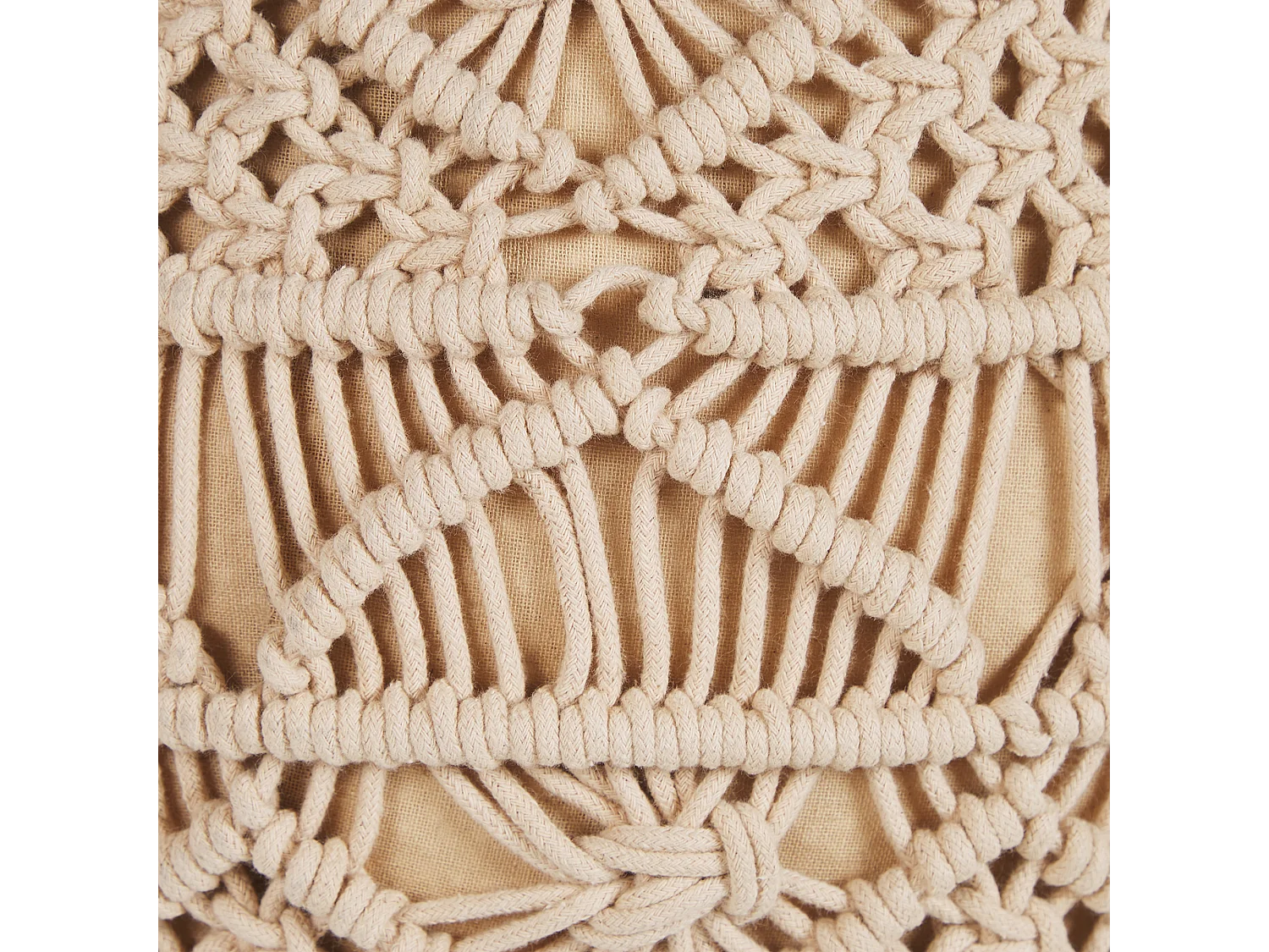 Pouf Macramé KAYSERI Coton Beige
