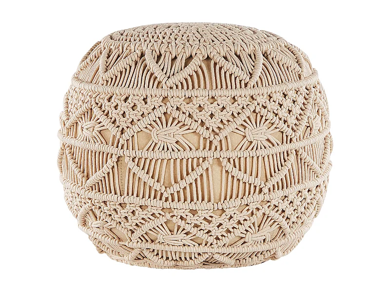 Pouf Macramè KAYSERI Cotone Beige 40 cm 40 cm 40 cm