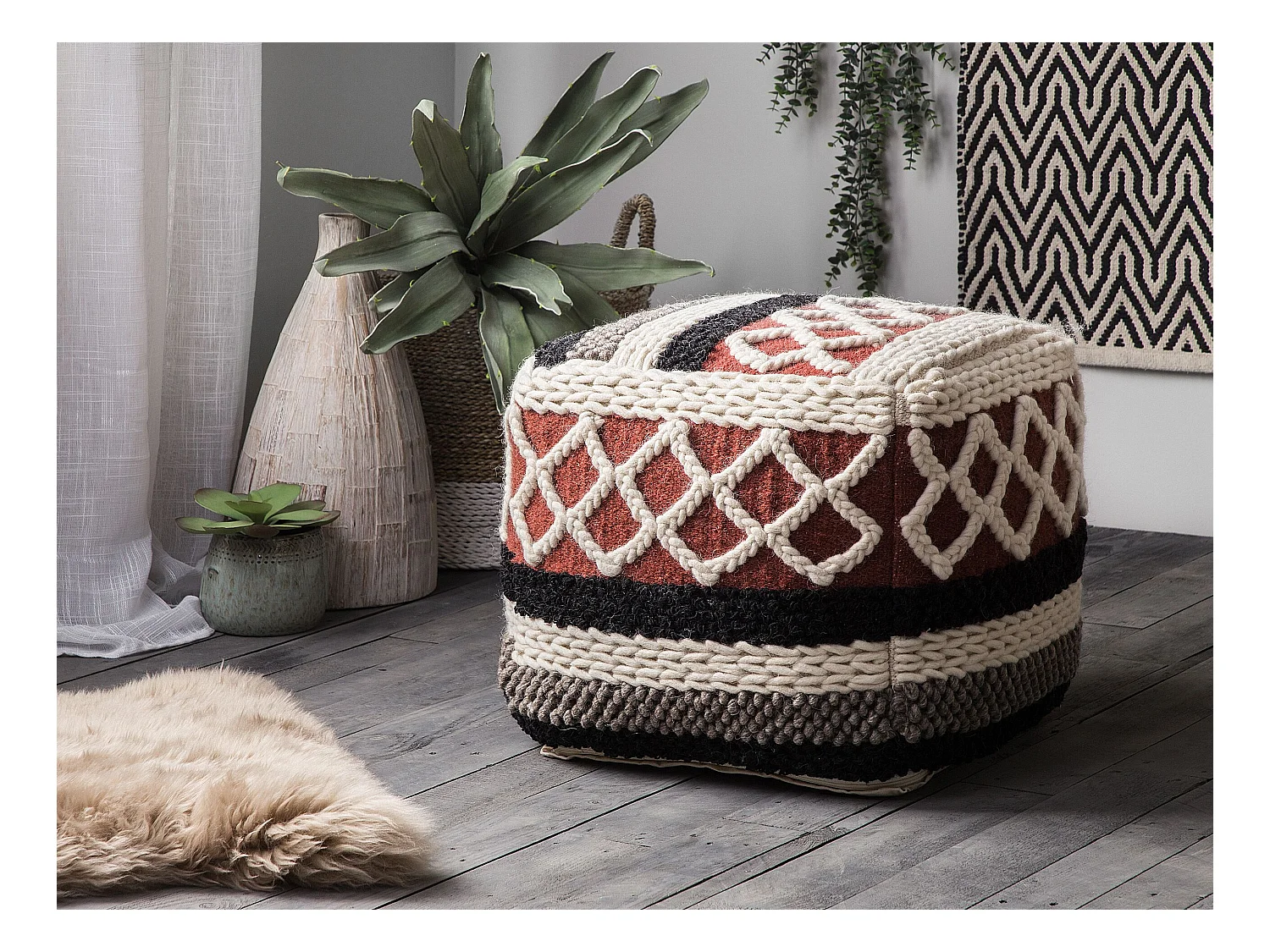 Poef SAGAR Katoen Multicolor 48 cm 48 cm 42 cm