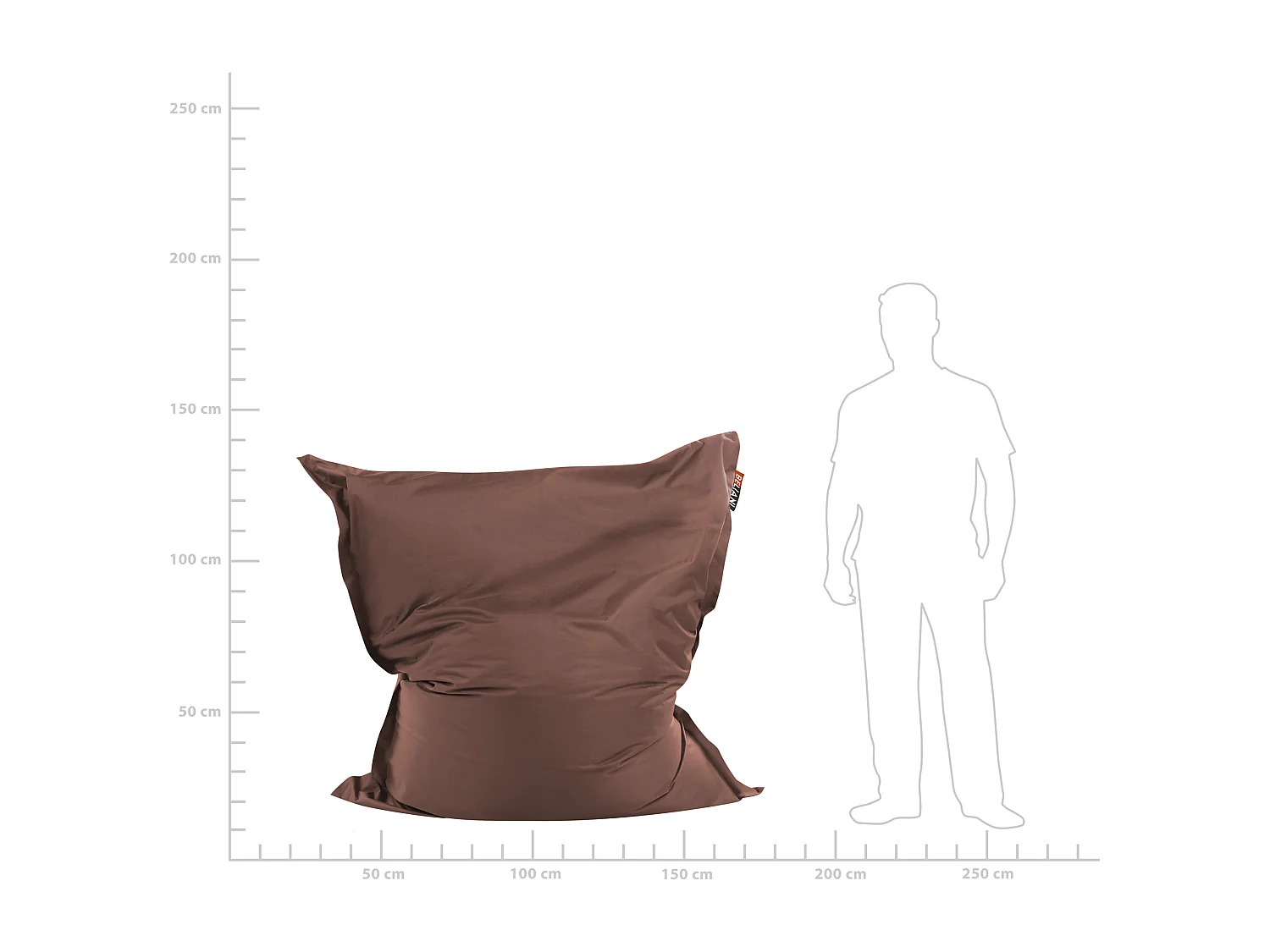 Pouf poire 300 L FUZZY 140 cm 180 cm Marron