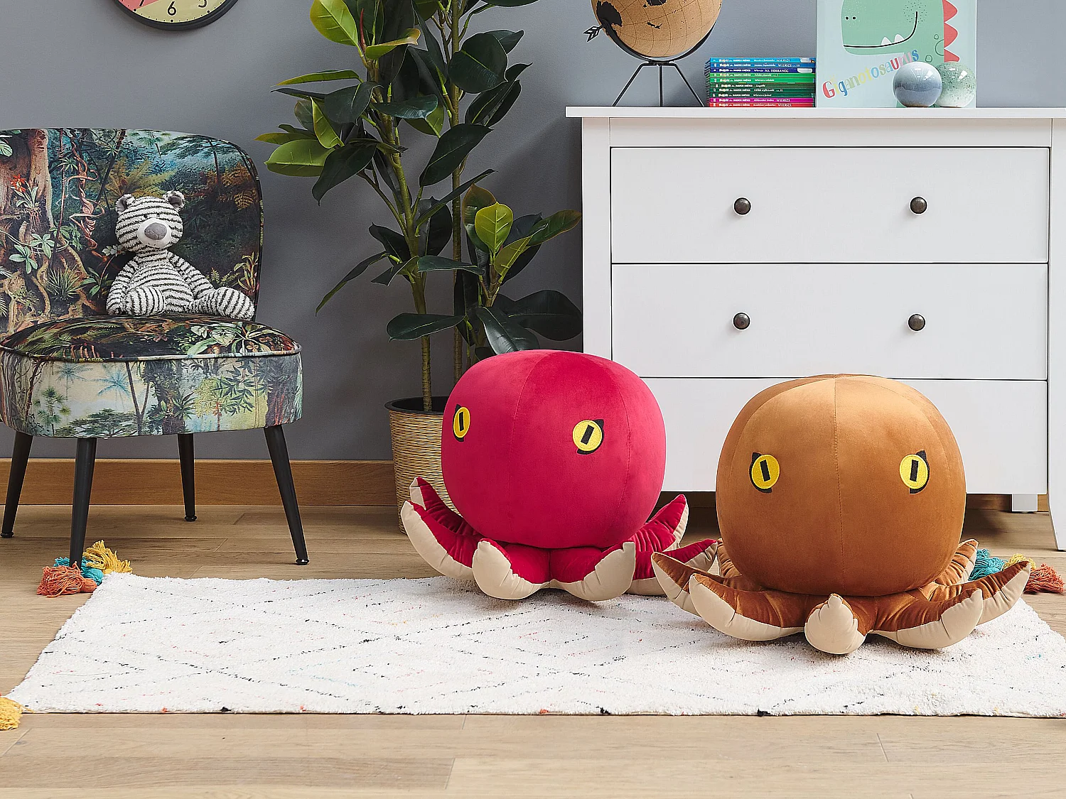 Tabouret animal OCTOPUS Velours Marron doré