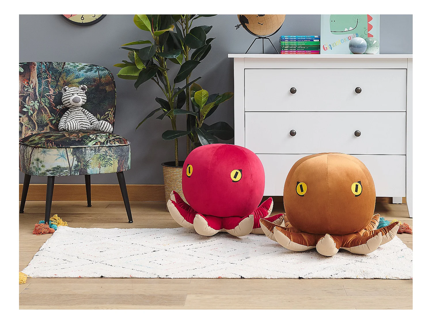 Puf animal OCTOPUS Terciopelo Marrón dorado