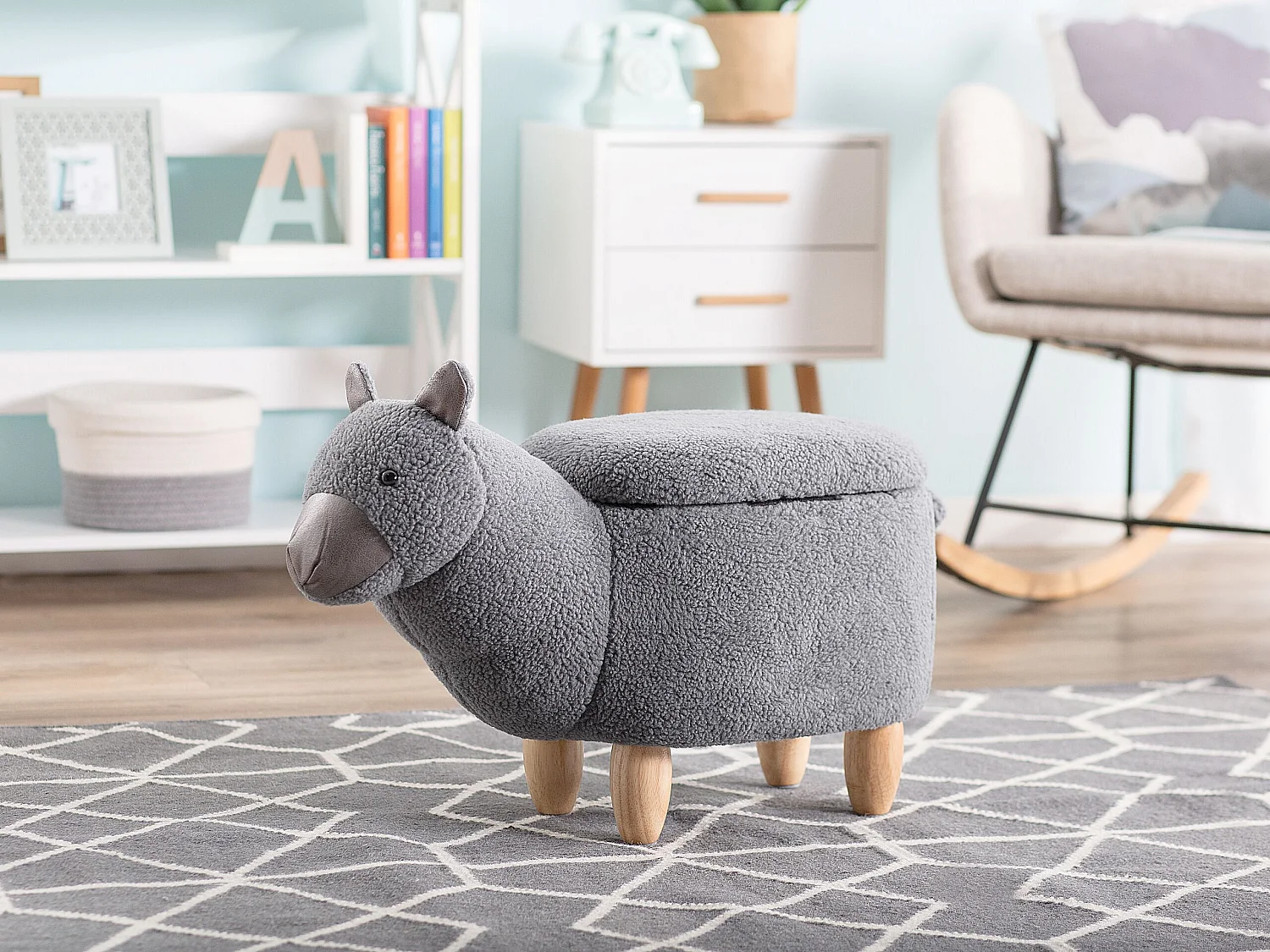 Tabouret de rangement animal ALPACA Gris