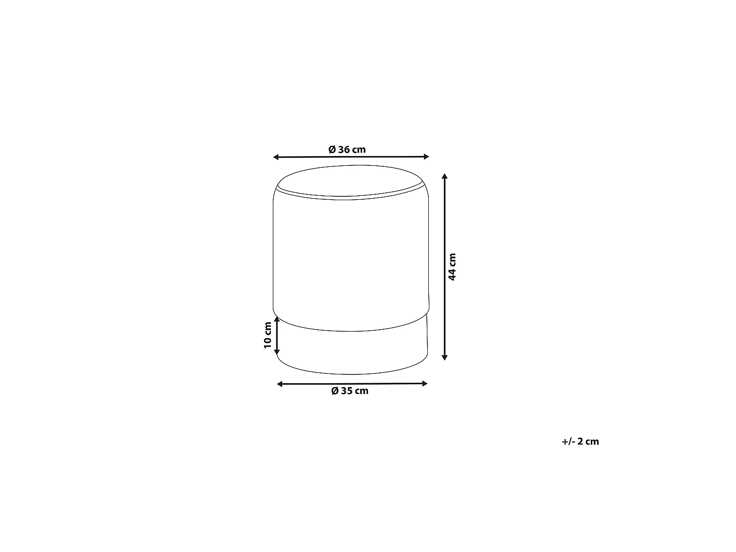 Pouf BRIGITTE Velluto Grigio 36 cm 36 cm 44 cm