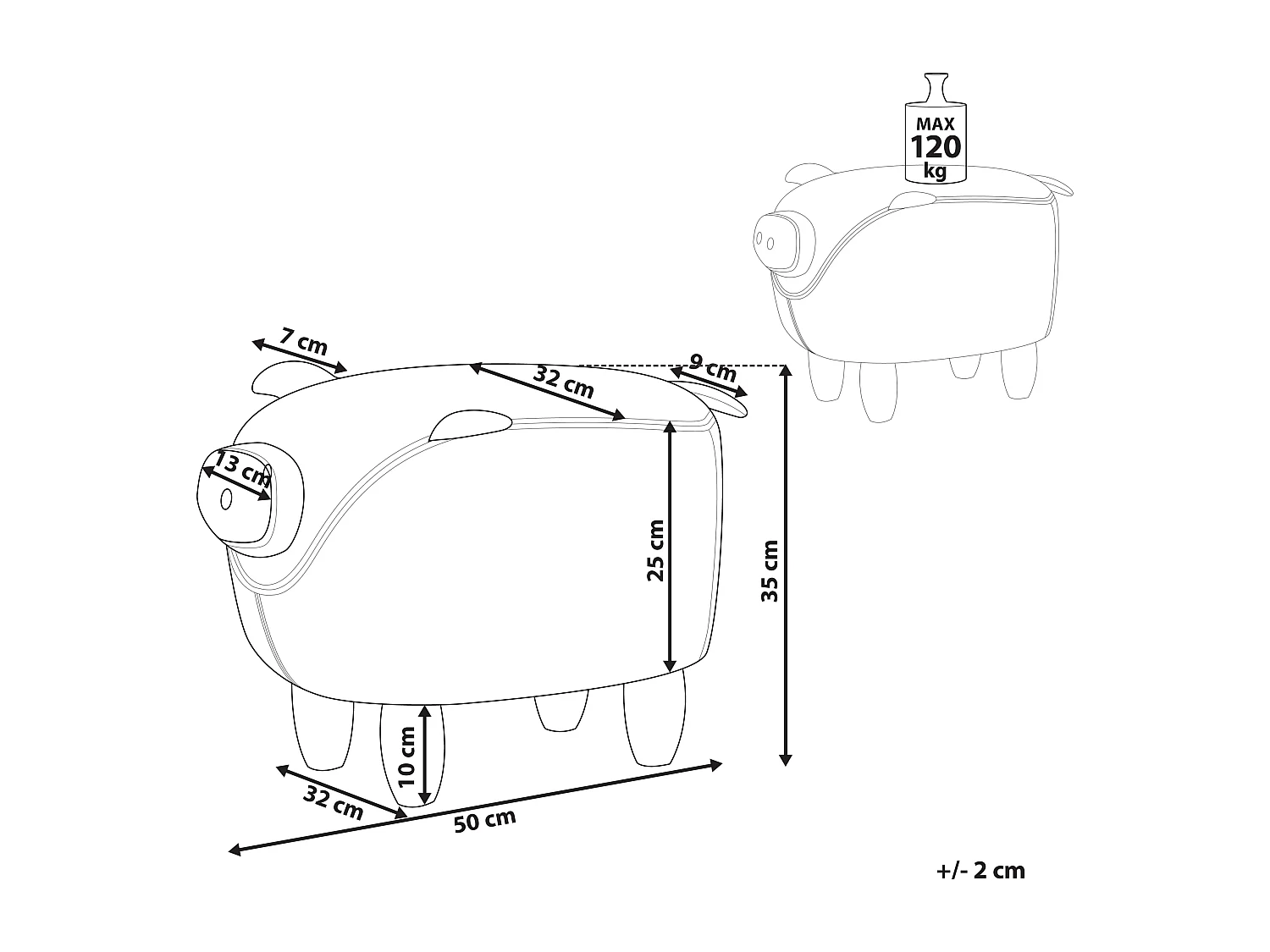 Pouf animaletto PIGGY Tessuto Giallo
