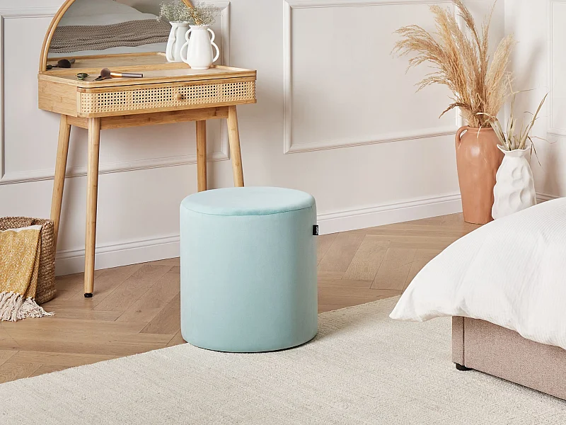 Pouf LOVETT Mintgrün Samtstoff 47 cm 47 cm
