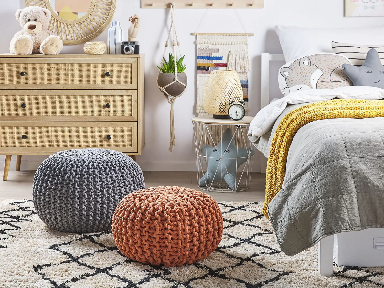 Pouf CONRAD Coton Gris