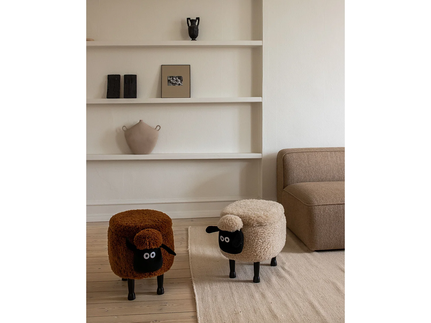 Tabouret de rangement animal SHEEP Tissu Marron
