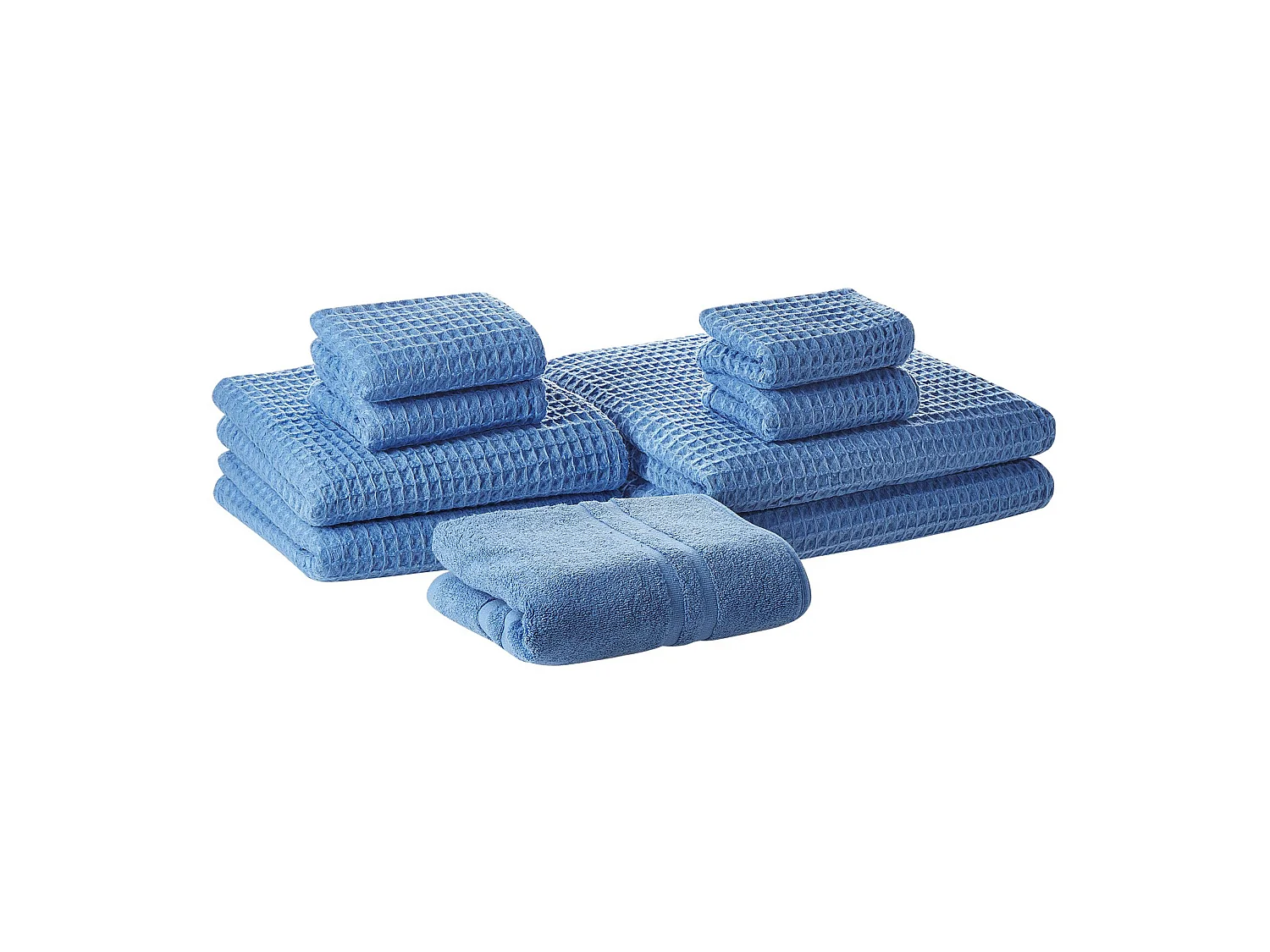 Lot de 9 serviettes AREORA Coton Bleu