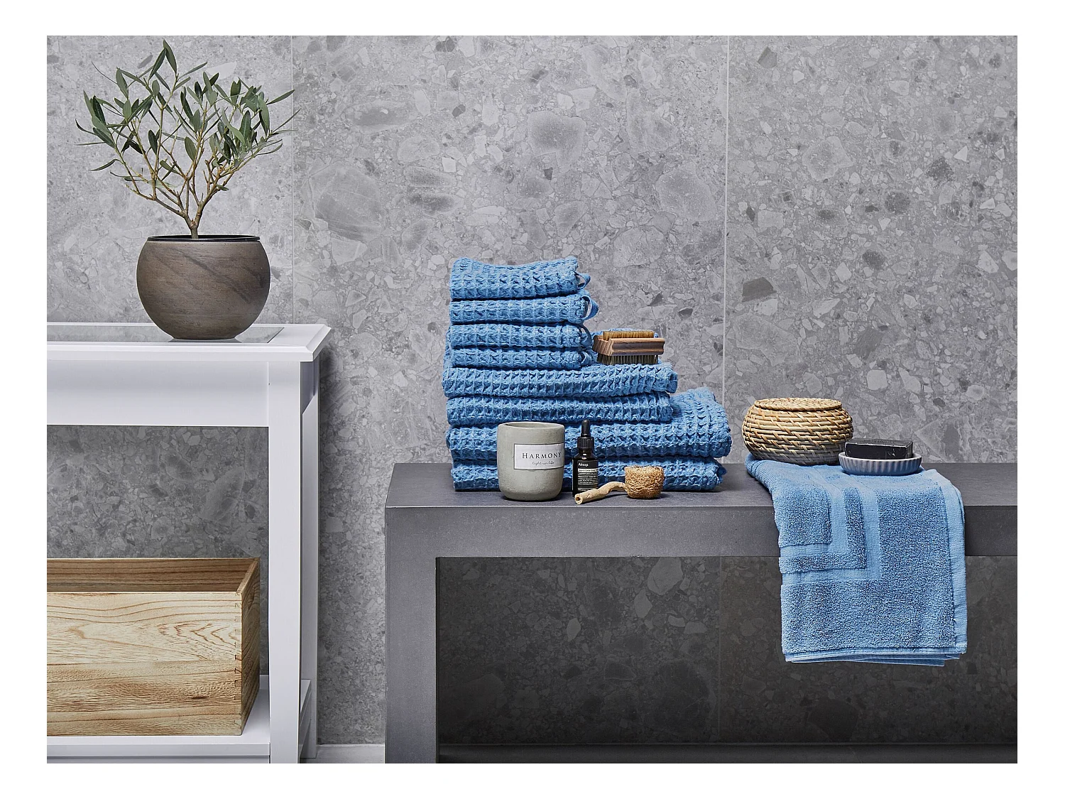 9-delige handdoekset AREORA Katoen Blauw