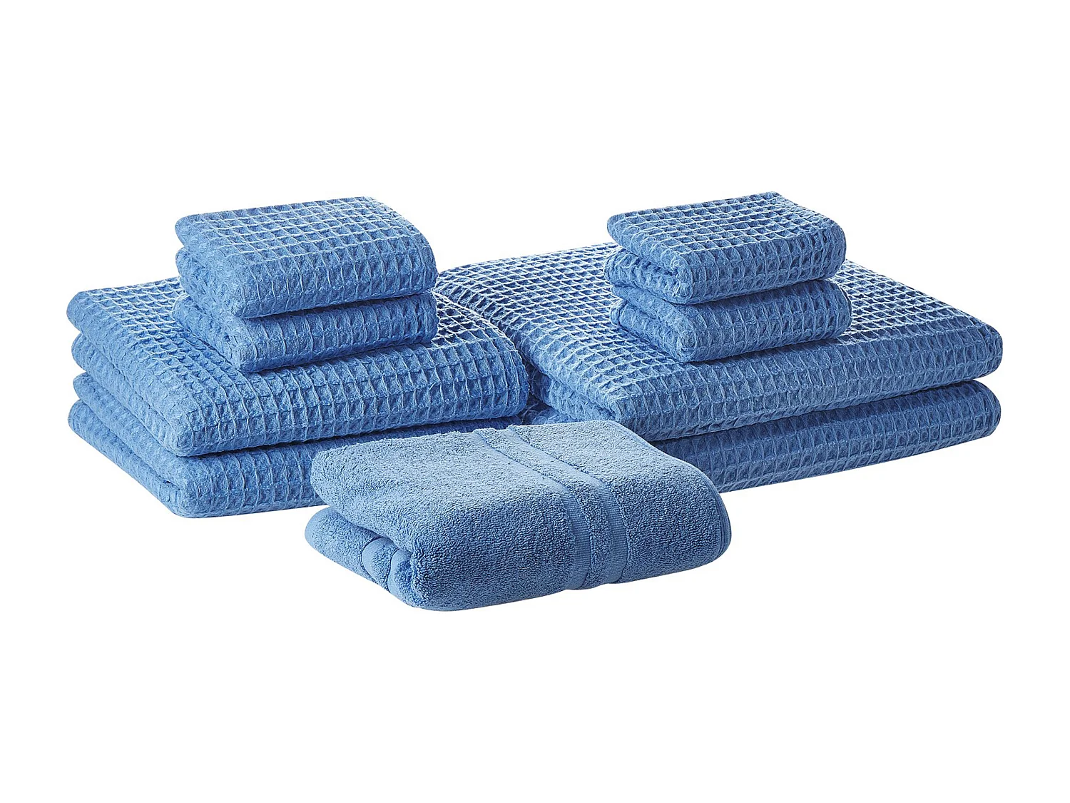 Lot de 9 serviettes AREORA Coton Bleu