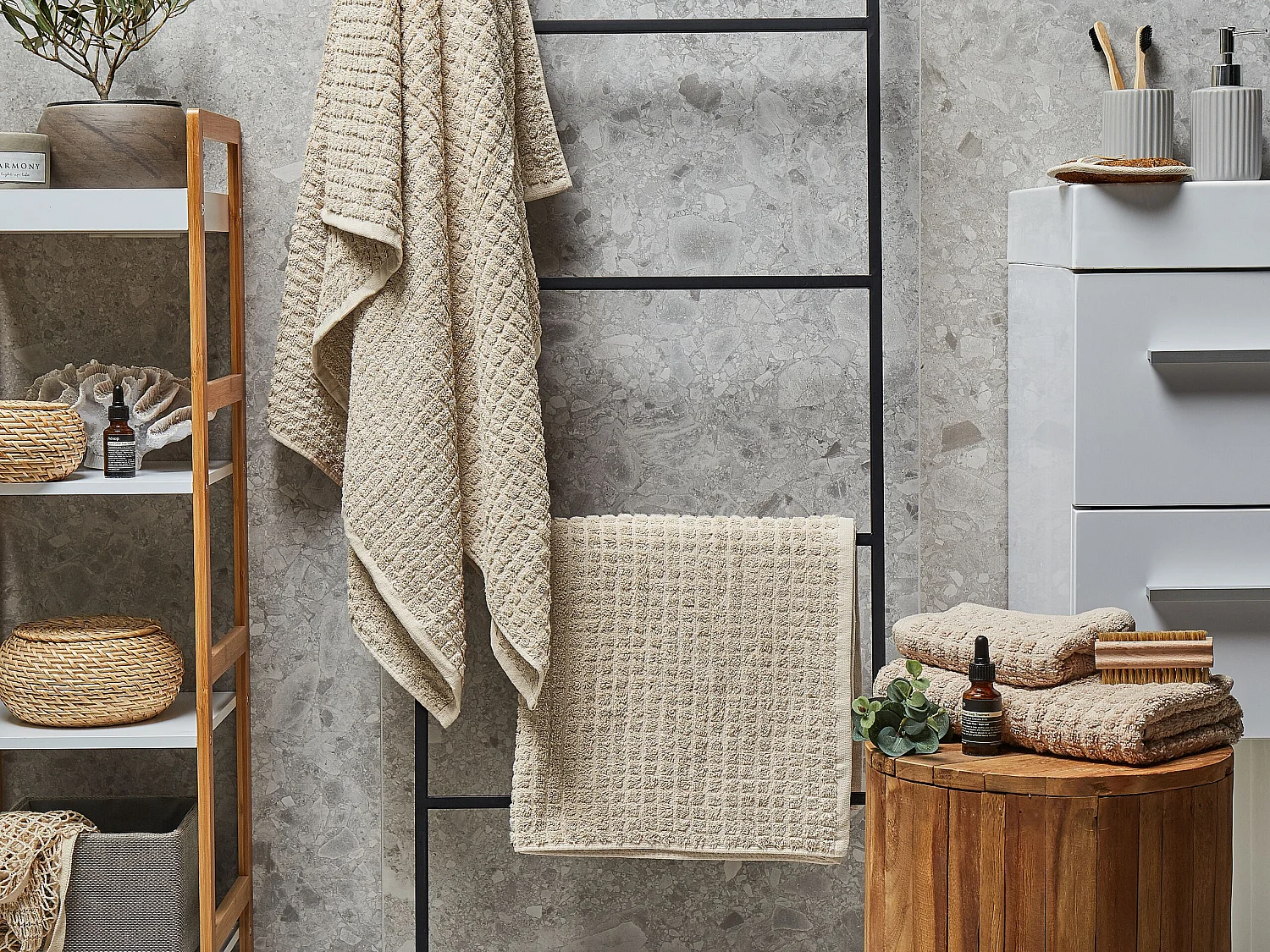 Lot de 4 serviettes ATAI Coton Beige