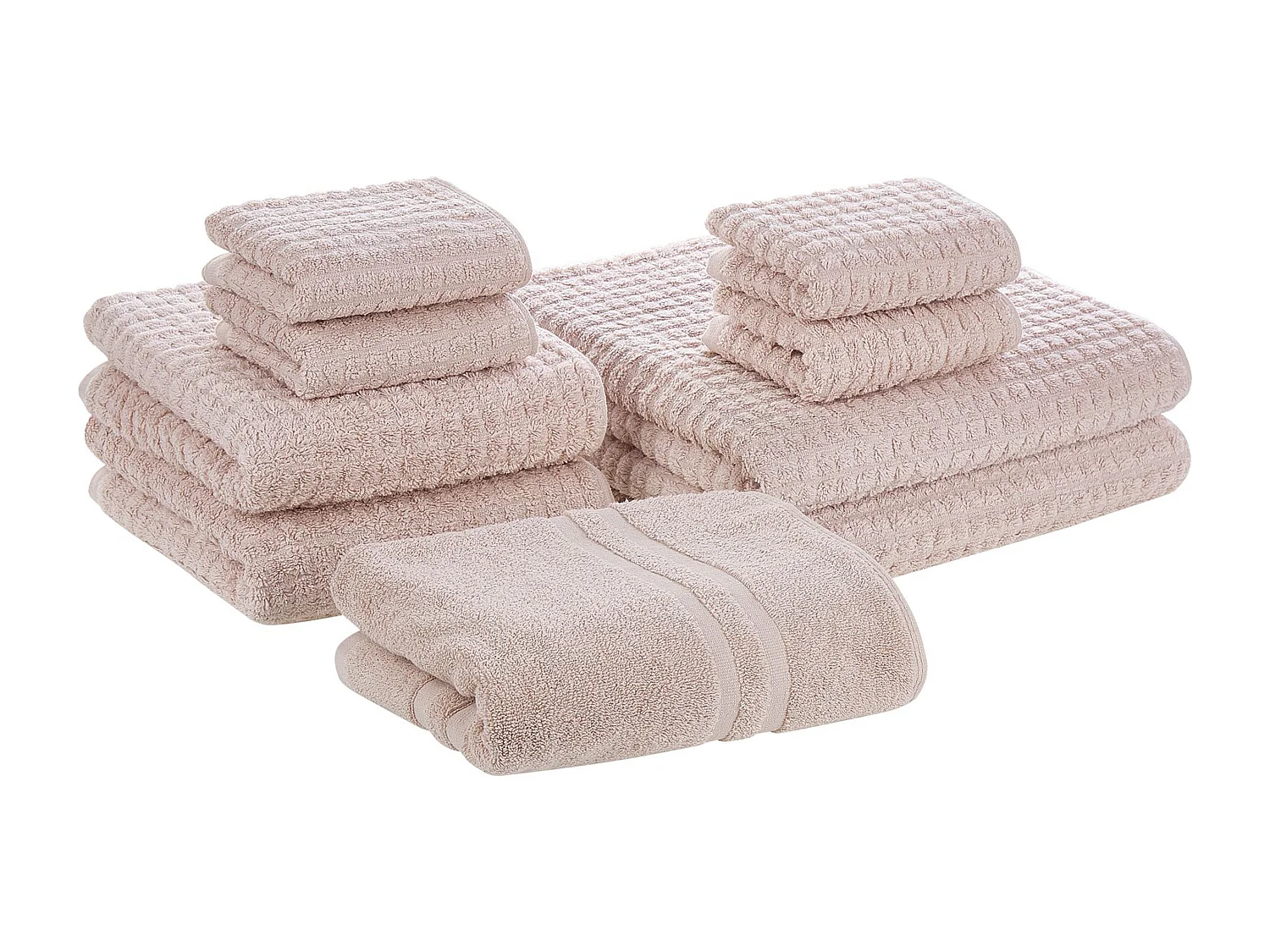 Frottee Handtuch Set mit Badematte Baumwolle rosa 9-teilig Atai