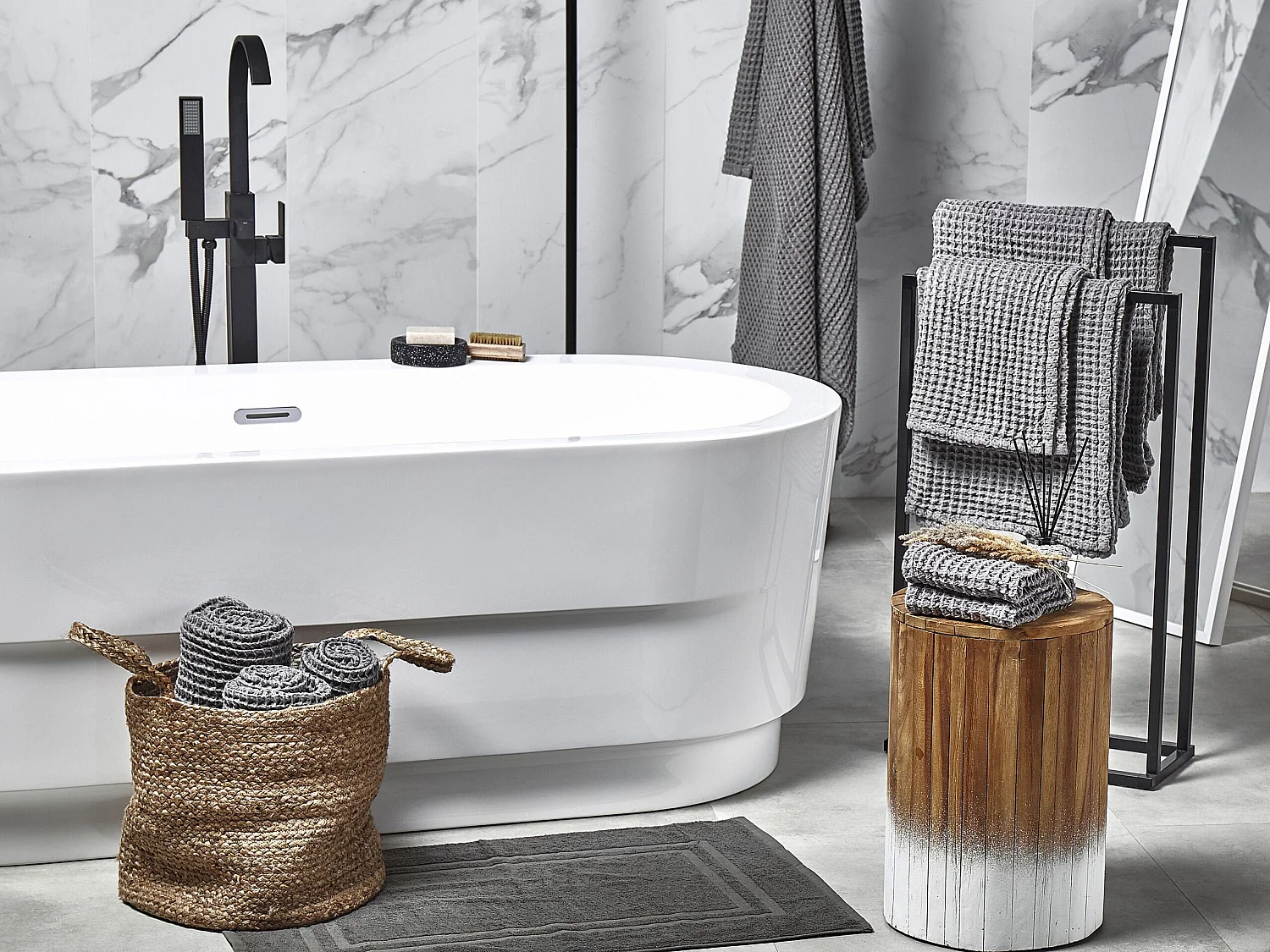 Conjunto de 11 toallas AREORA Algodón Gris claro