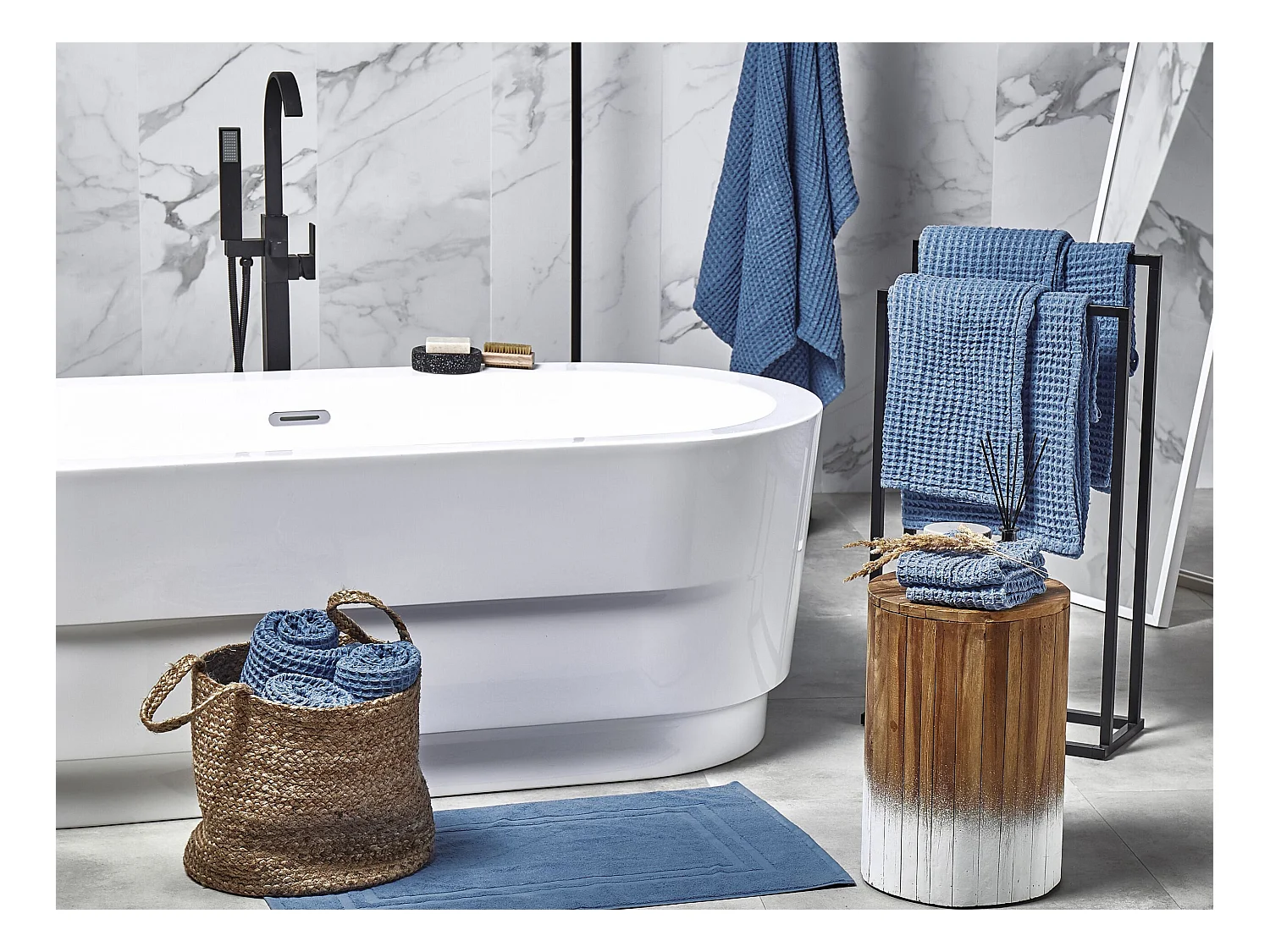 Lot de 11 serviettes AREORA Coton Bleu