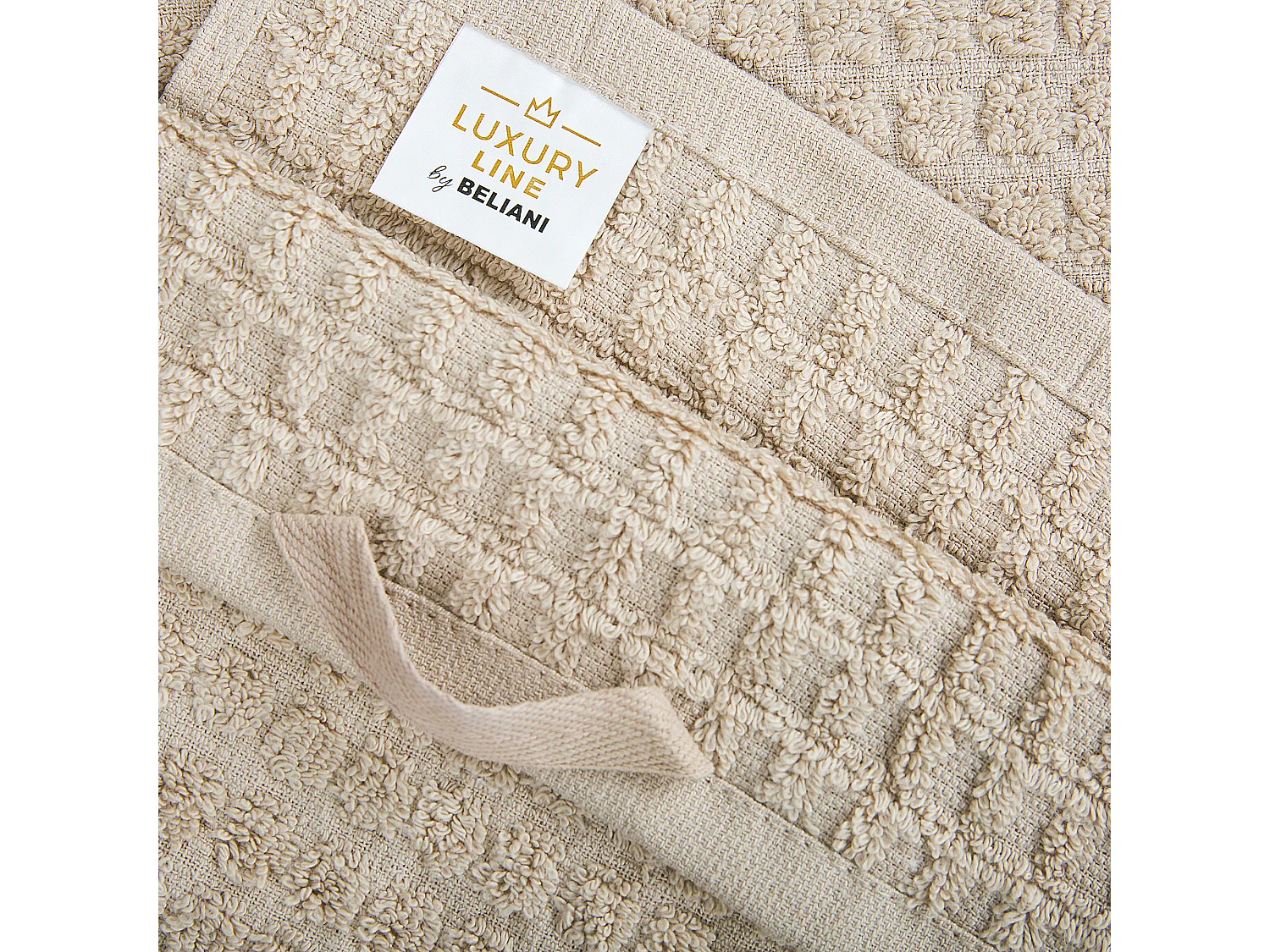 Frottee Handtuch Set mit Badematte Baumwolle beige 9-teilig Atai