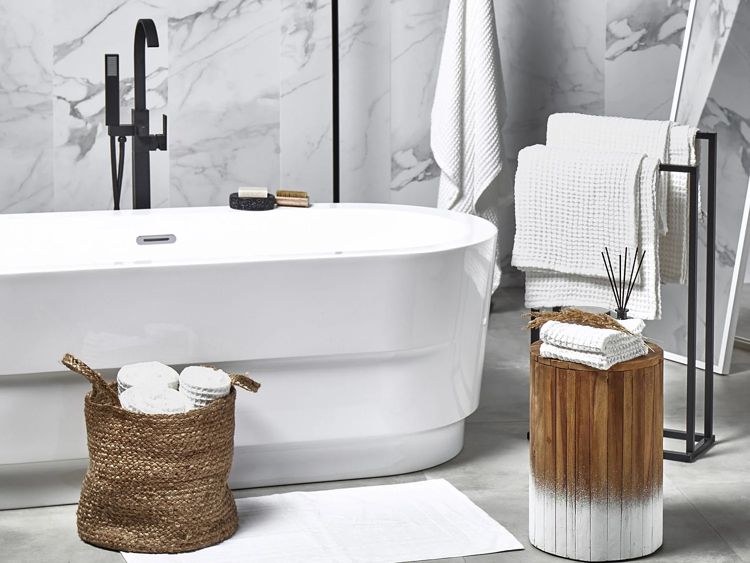 Set di 11 asciugamani AREORA Cotone Bianco