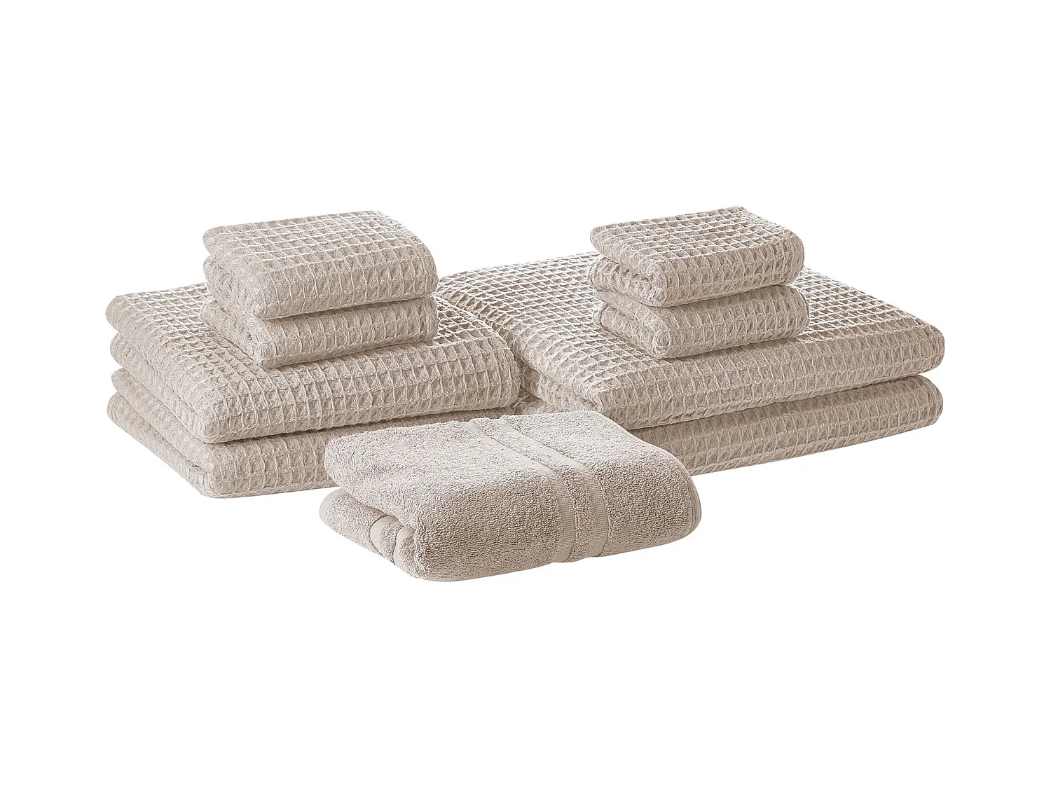 Lot de 9 serviettes AREORA Coton Beige