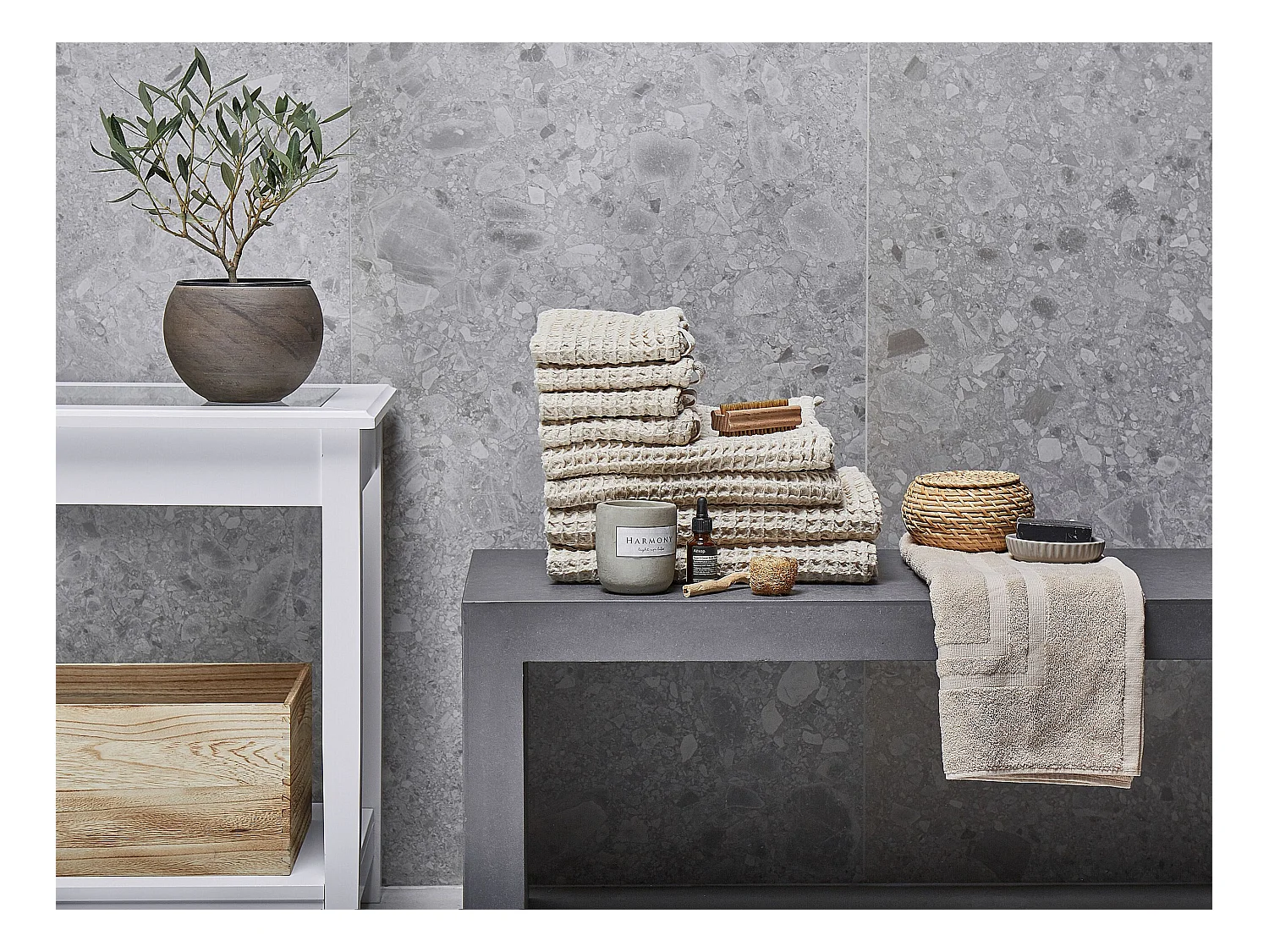 9-delige handdoekset AREORA Katoen Beige