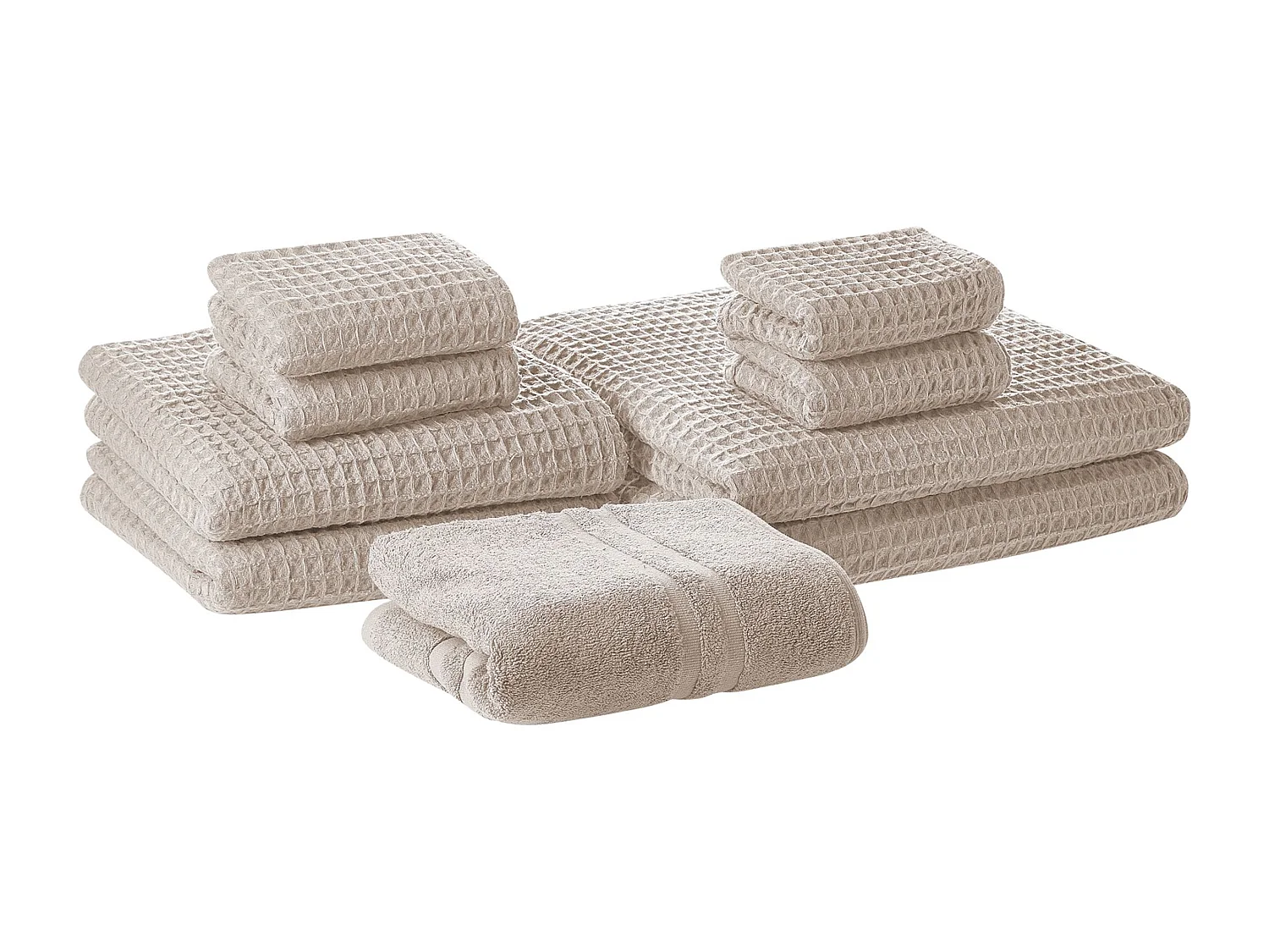 Lot de 9 serviettes AREORA Coton Beige