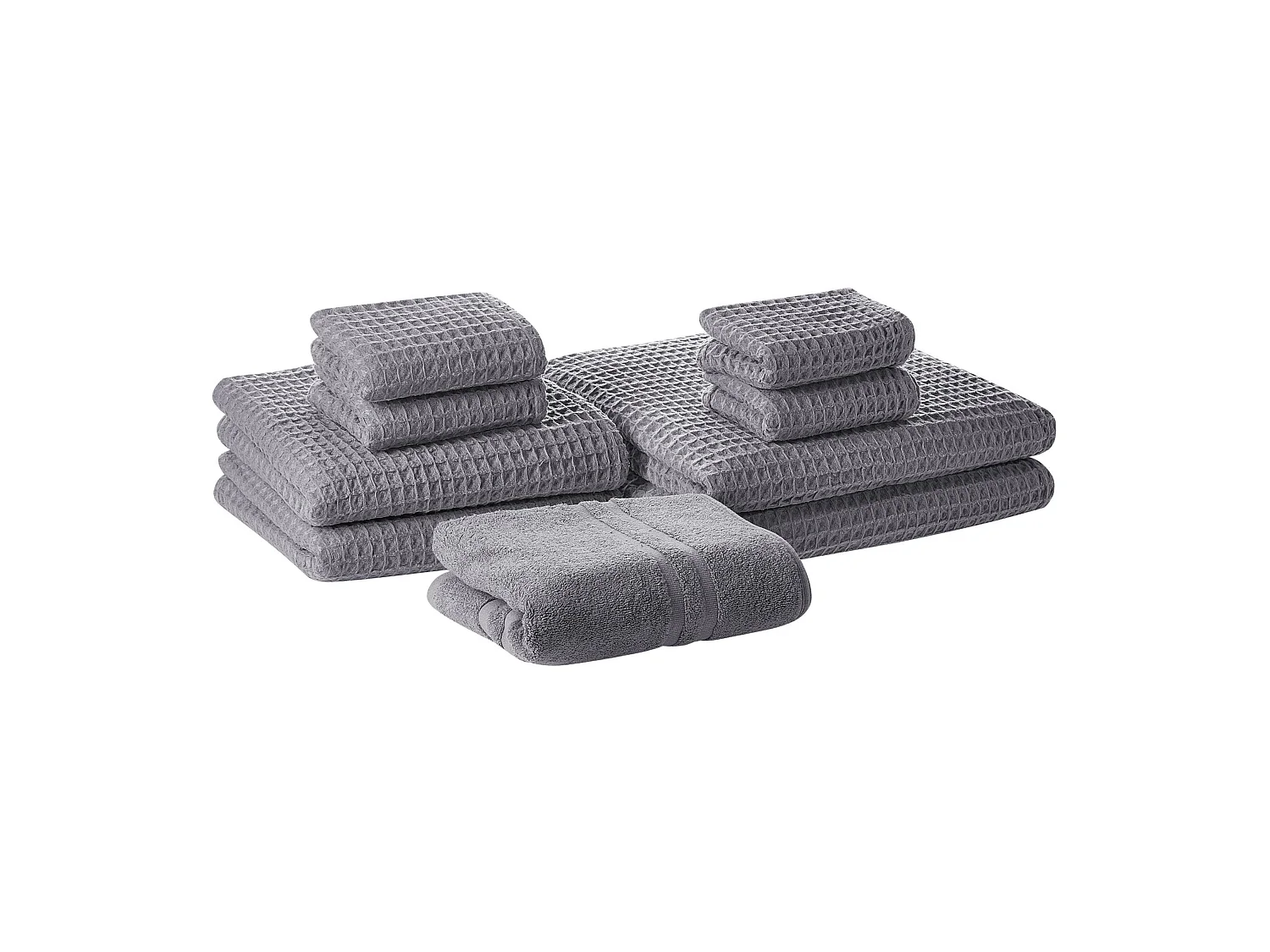 Lot de 9 serviettes AREORA Coton Gris clair