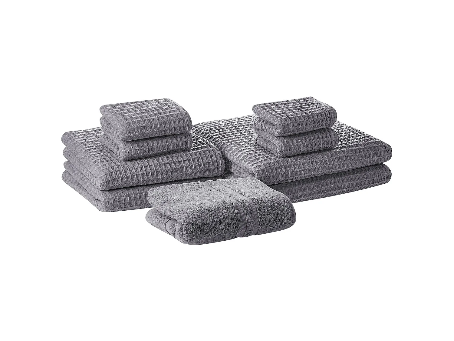Lot de 9 serviettes AREORA Coton Gris clair