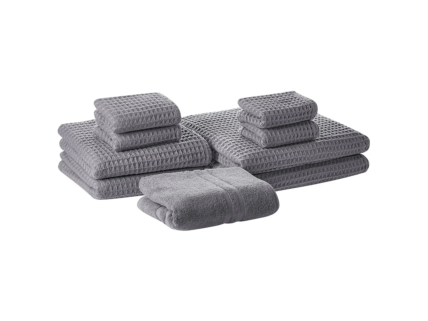Lot de 9 serviettes AREORA Coton Gris clair