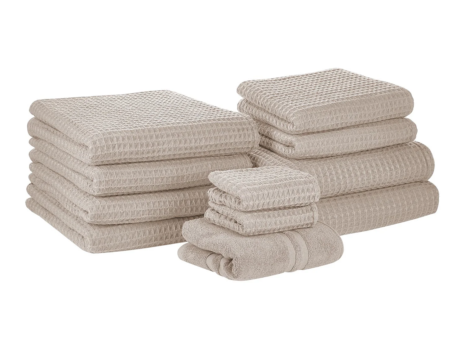 Lot de 11 serviettes AREORA Coton Beige