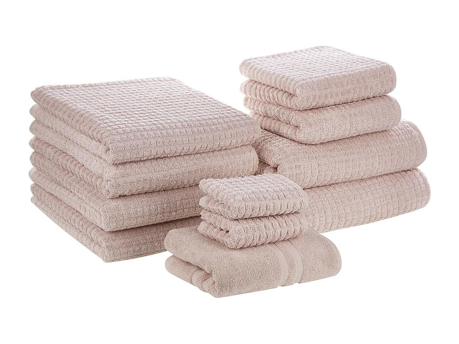 Frottee Handtuch Set mit Badematte Baumwolle rosa 11-teilig Atai