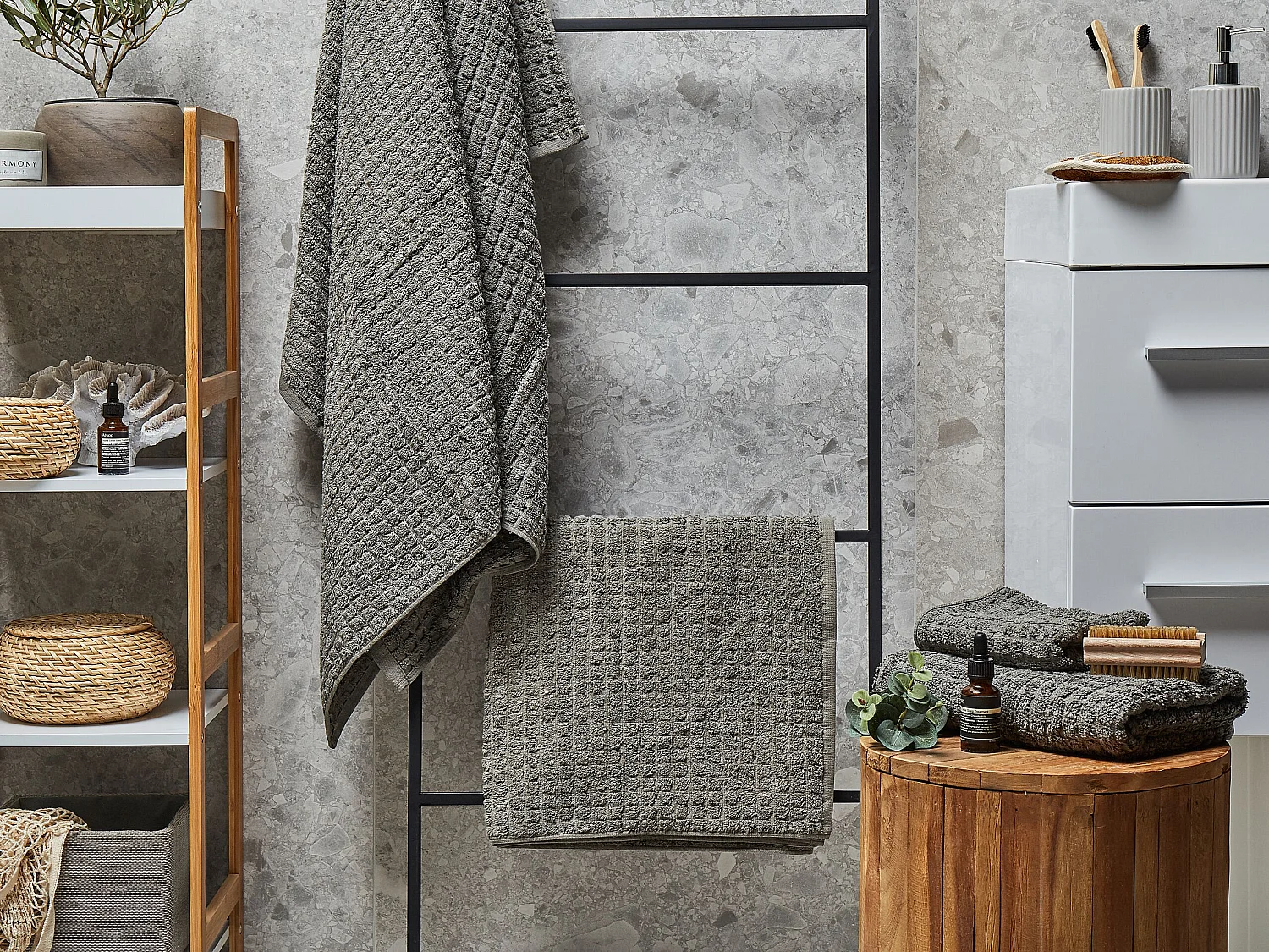 Lot de 4 serviettes ATAI Coton Gris