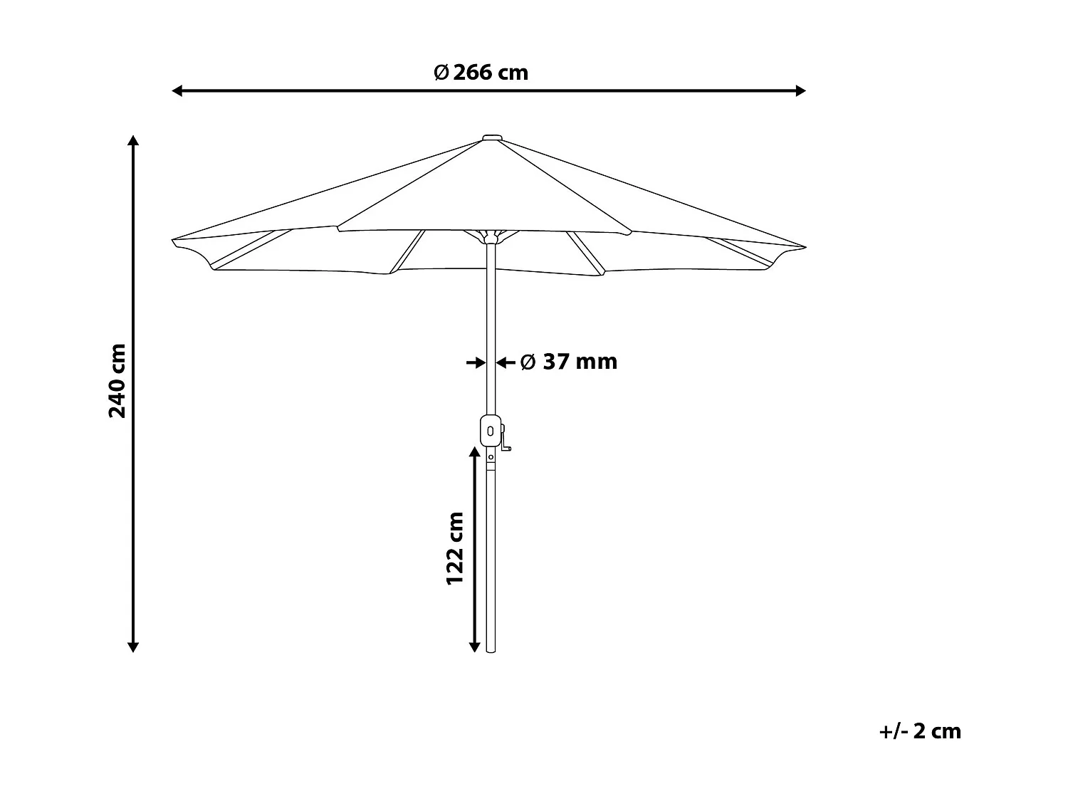 Sonnenschirm LED-Beleuchtung ⌀ 266 cm grau-beige RAPALLO