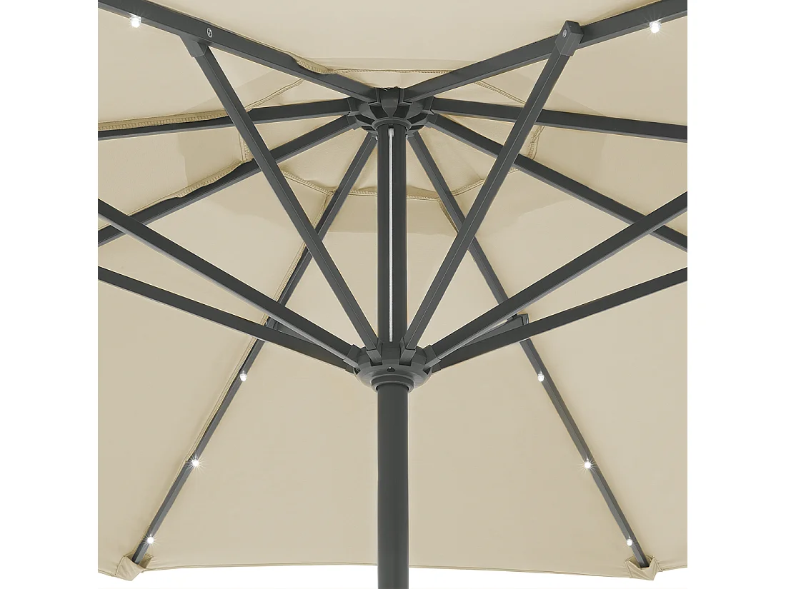 Sonnenschirm LED-Beleuchtung ⌀ 266 cm grau-beige RAPALLO