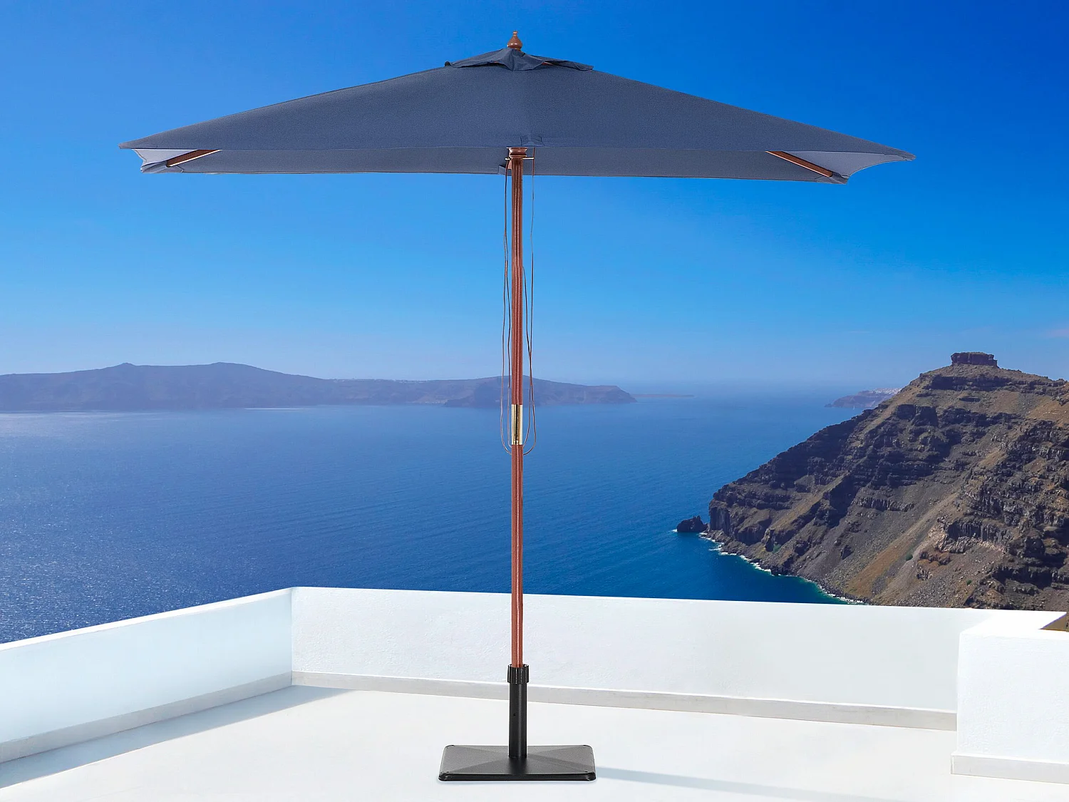 Moderner, rechteckiger Sonnenschirm in Marineblau Flamenco