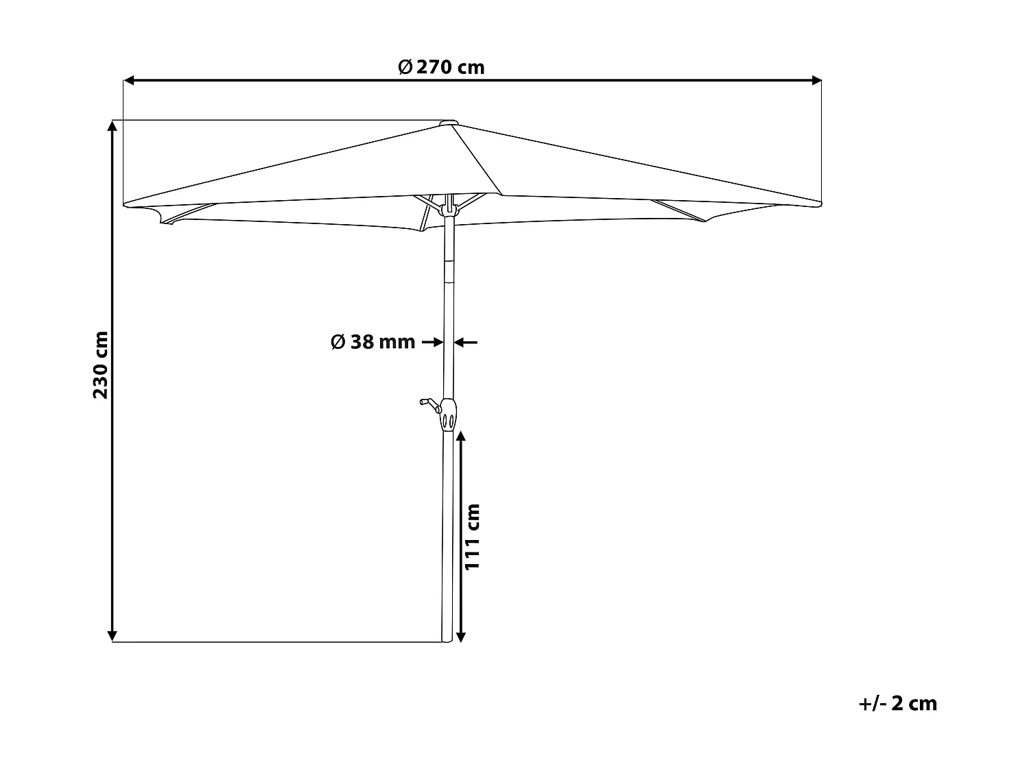 Parasol ogrodowy 270 cm VARESE Jasnoszary