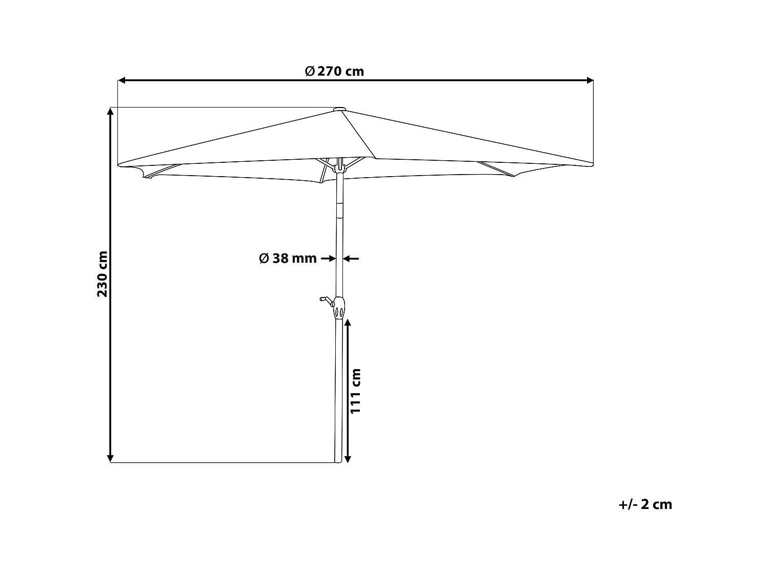 Sombrilla de jardín 270 cm VARESE Gris claro