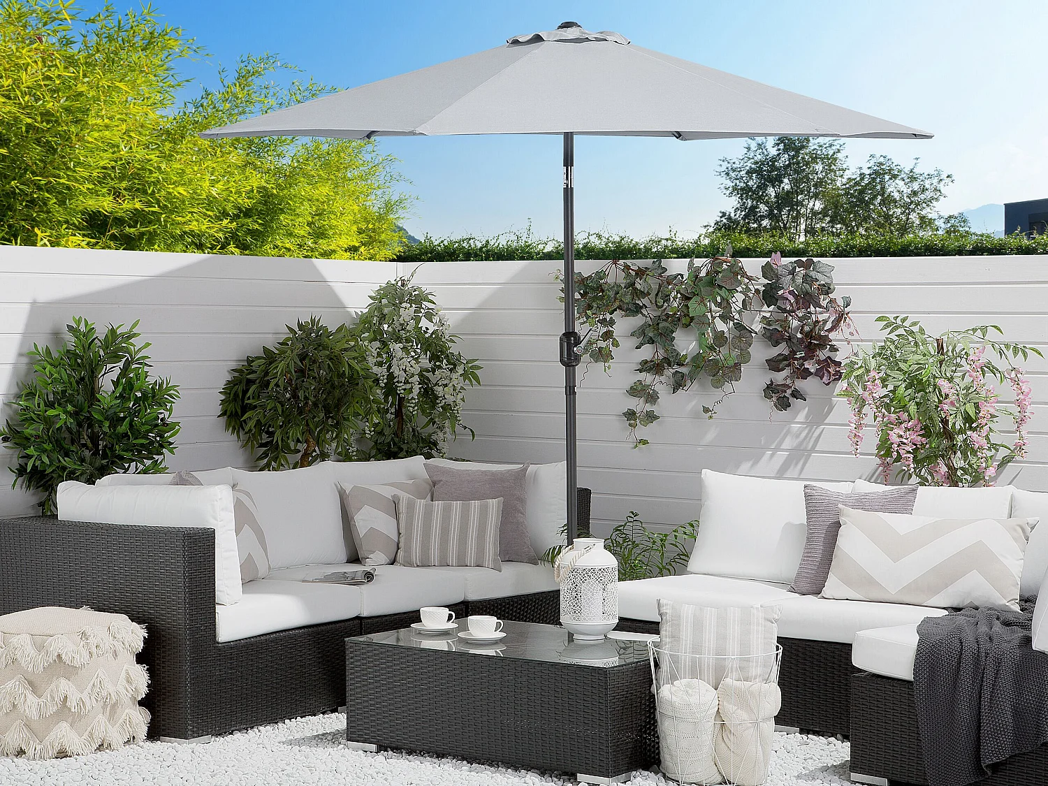 Parasol de jardin 270 cm VARESE Gris clair