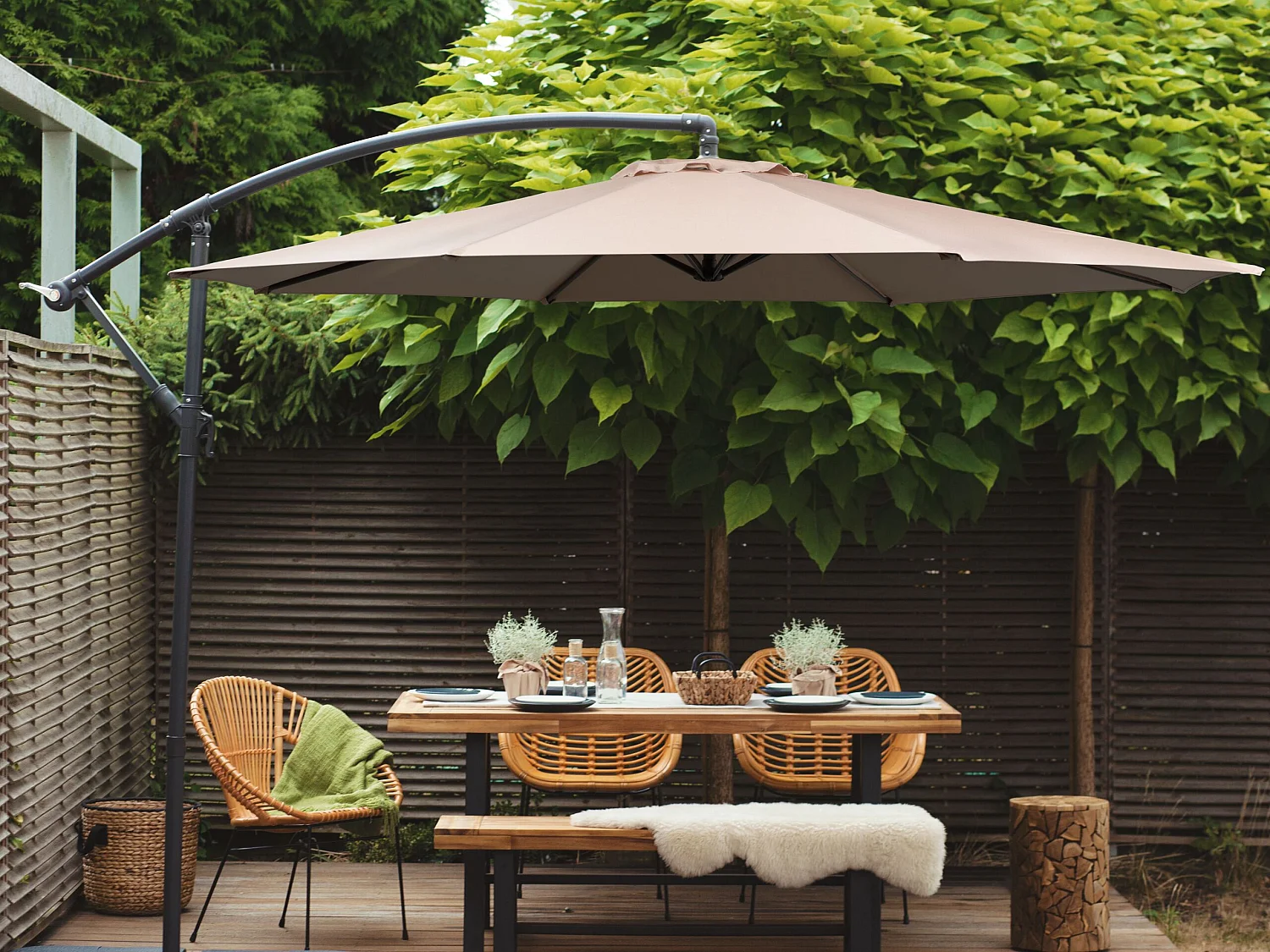 Cantilever Parasol 300 cm RAVENNA Sand Beige