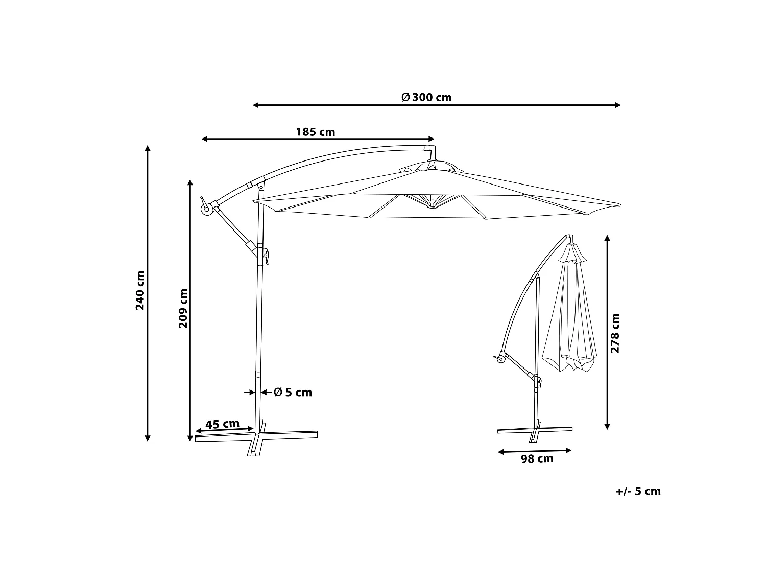 Cantilever Parasol 300 cm RAVENNA Sand Beige