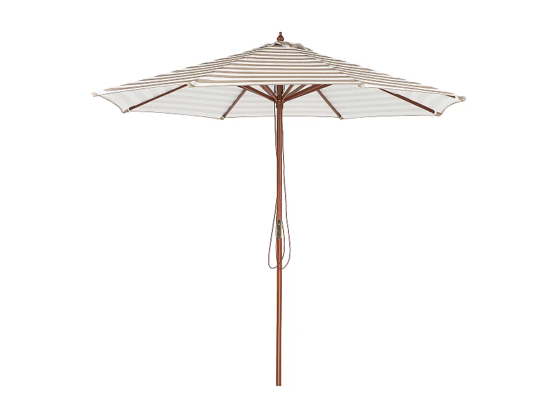 Runder Sonnenschirm mit Zebra-Streifen in Beige/Weiß ⌀ 245 cm Modern Ferentillo