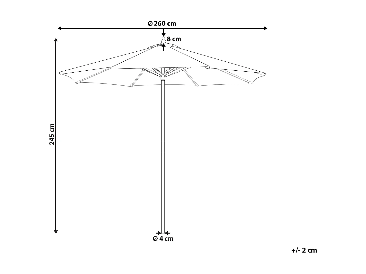 Parasol de jardin 260 cm FERENTILLO Beige