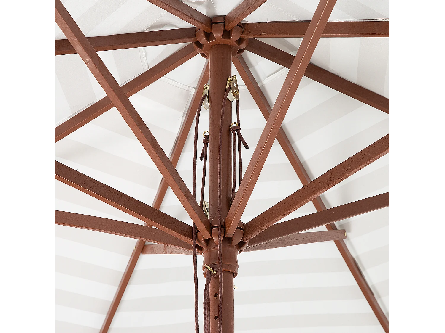 Runder Sonnenschirm mit Zebra-Streifen in Beige/Weiß ⌀ 245 cm Modern Ferentillo