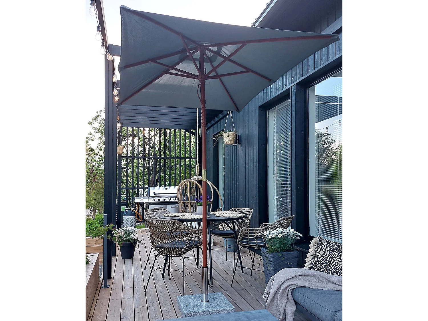 Marktschirm 195 cm FLAMENCO Dunkelgrau